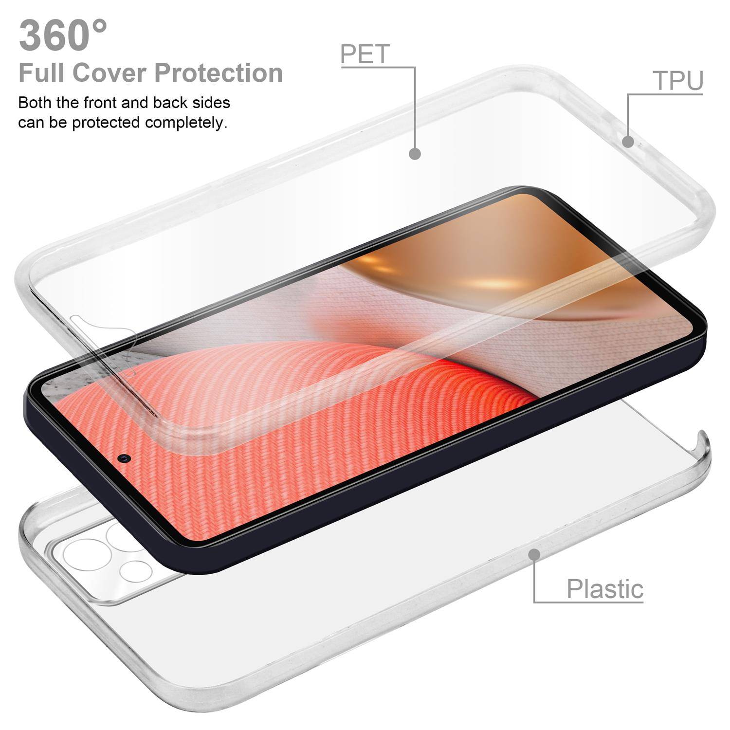 Cadorabo Schutzhülle für Samsung Galaxy A72 Hülle in natur 360° Etui Full Body Handyhülle Cover Case