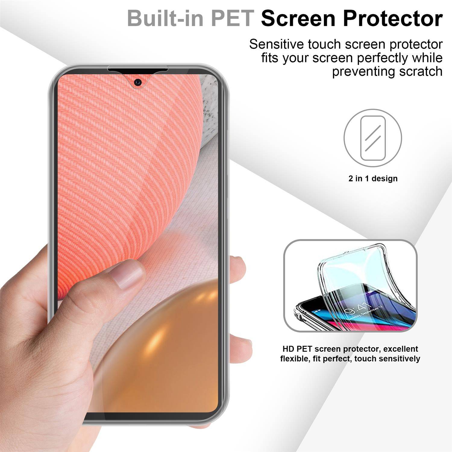 Cadorabo Schutzhülle für Samsung Galaxy A72 Hülle in natur 360° Etui Full Body Handyhülle Cover Case