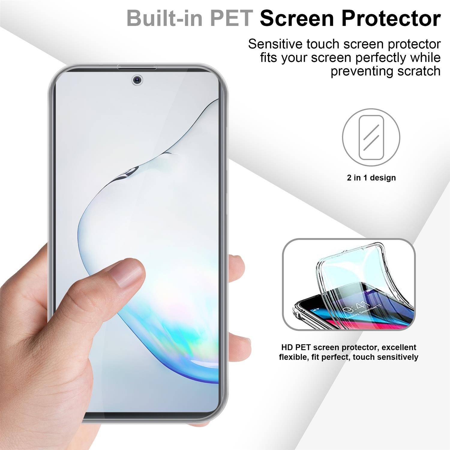 Cadorabo Schutzhülle für Samsung Galaxy A81 / NOTE 10 LITE / M60s Hülle in natur 360° Etui Full Body Handyhülle Cover