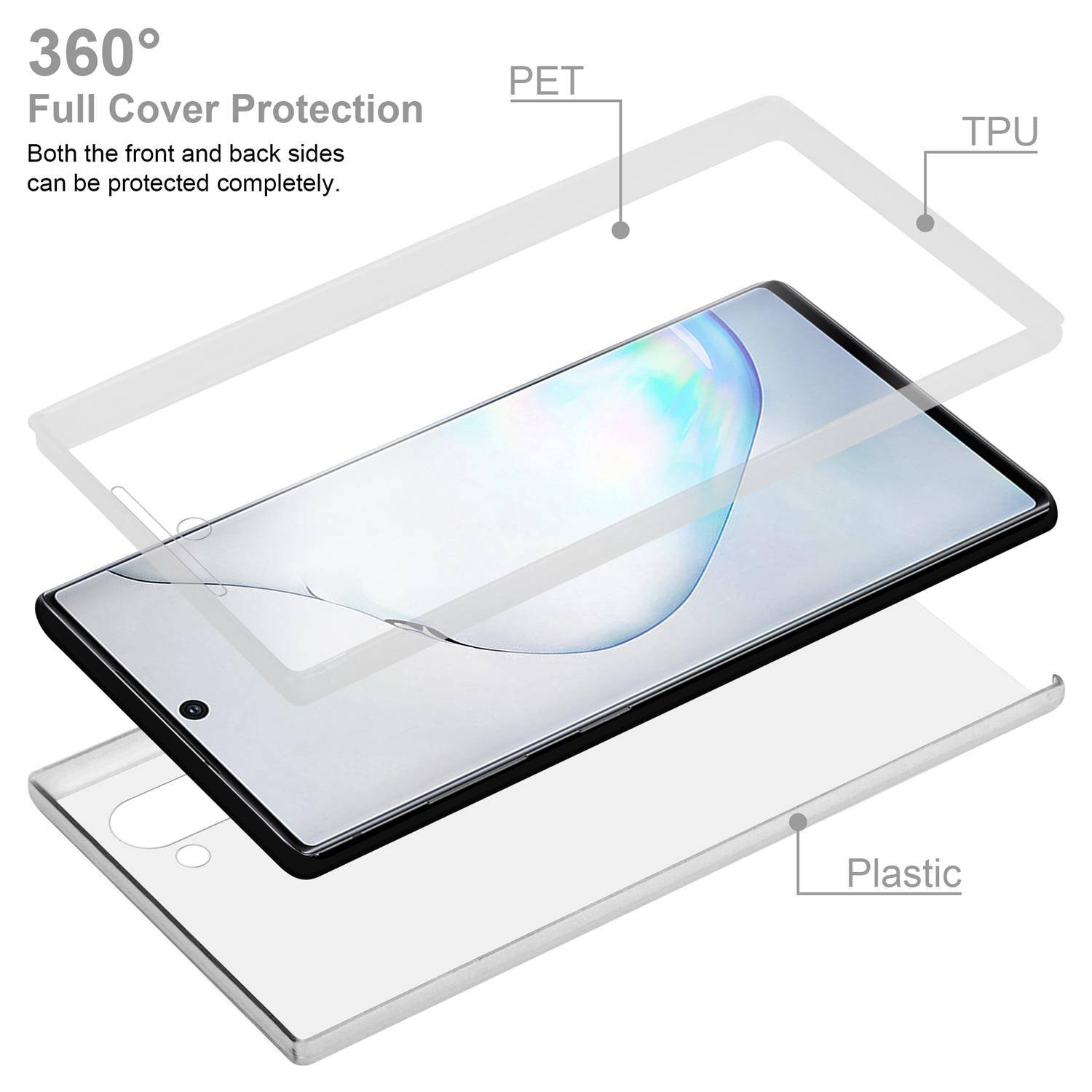 Cadorabo Schutzhülle für Samsung Galaxy NOTE 10 Hülle in natur 360° Etui Full Body Handyhülle Cover Case