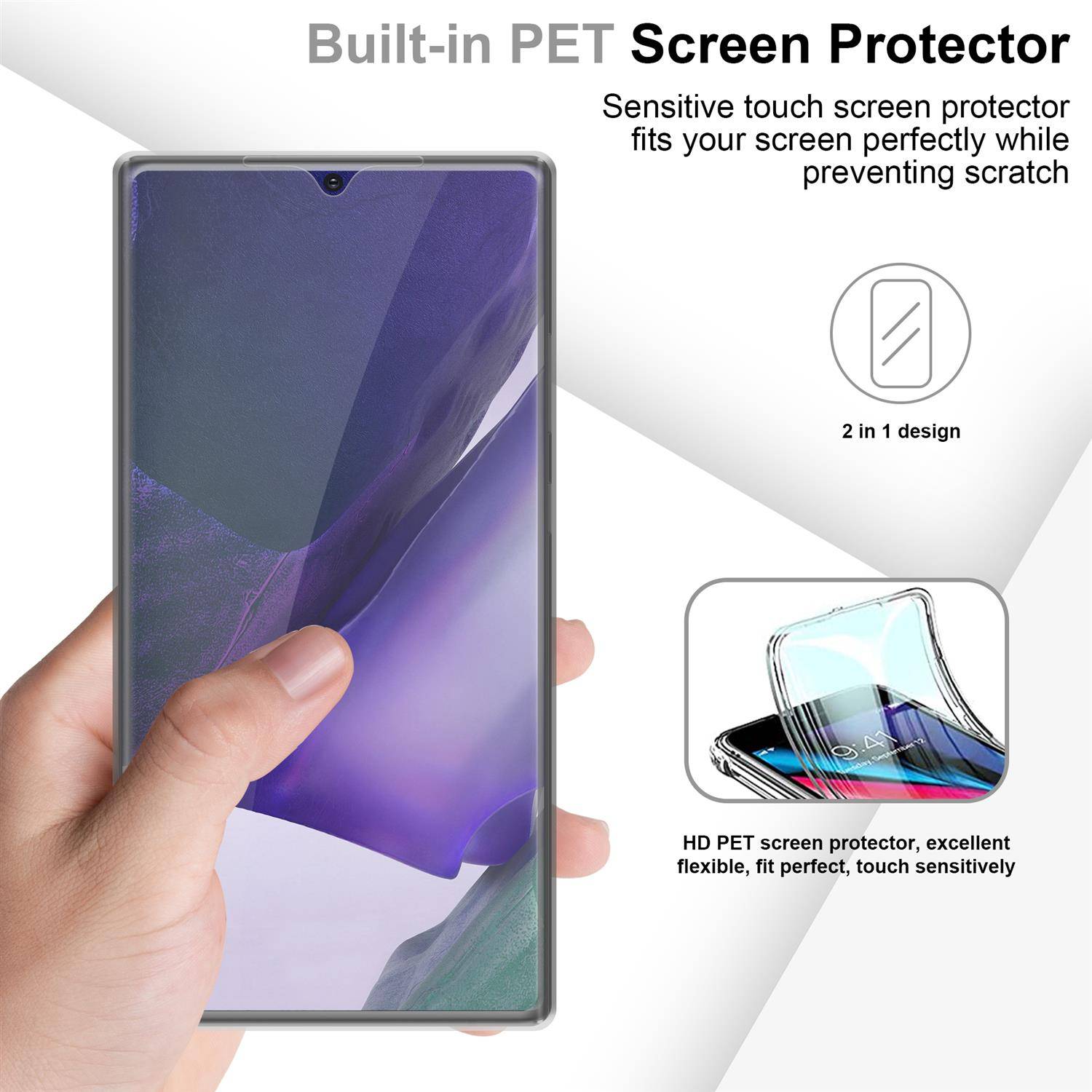 Cadorabo Schutzhülle für Samsung Galaxy NOTE 20 ULTRA Hülle in Transparent 360° Etui Full Body Handyhülle Cover Case