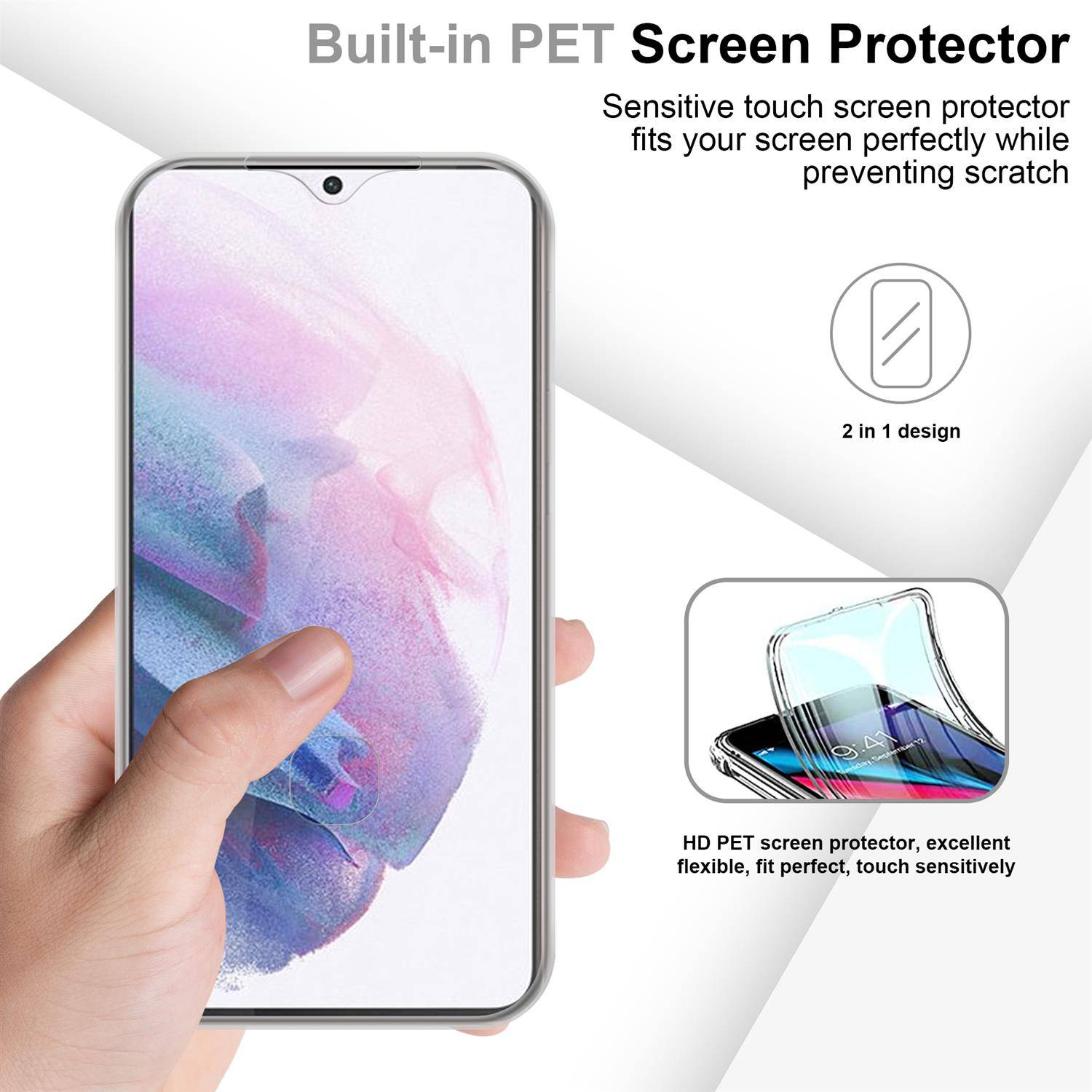 Cadorabo Schutzhülle für Samsung Galaxy S21 PLUS Hülle in natur 360° Etui Full Body Handyhülle Cover Case