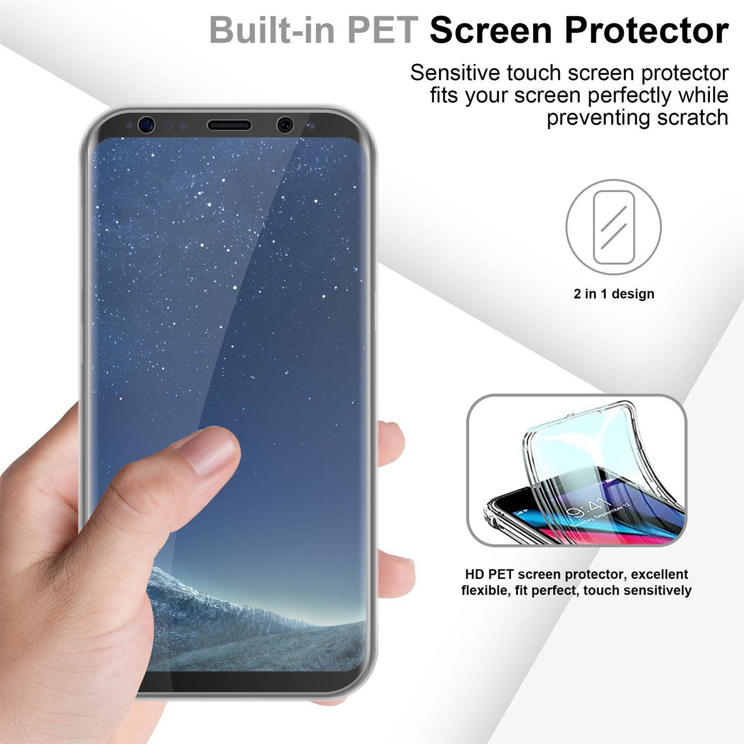 Cadorabo Schutzhülle für Samsung Galaxy S8 Hülle in natur 360° Etui Full Body Handyhülle Cover Case