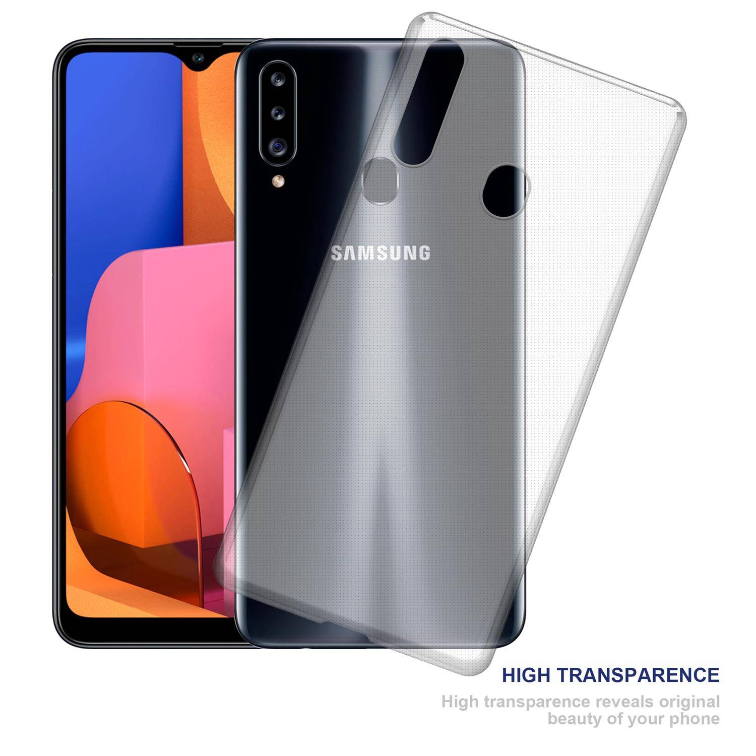 Cadorabo Hülle für Samsung Galaxy A20s Schutz Hülle in natur Schutzhülle TPU Silikon Cover Etui Case