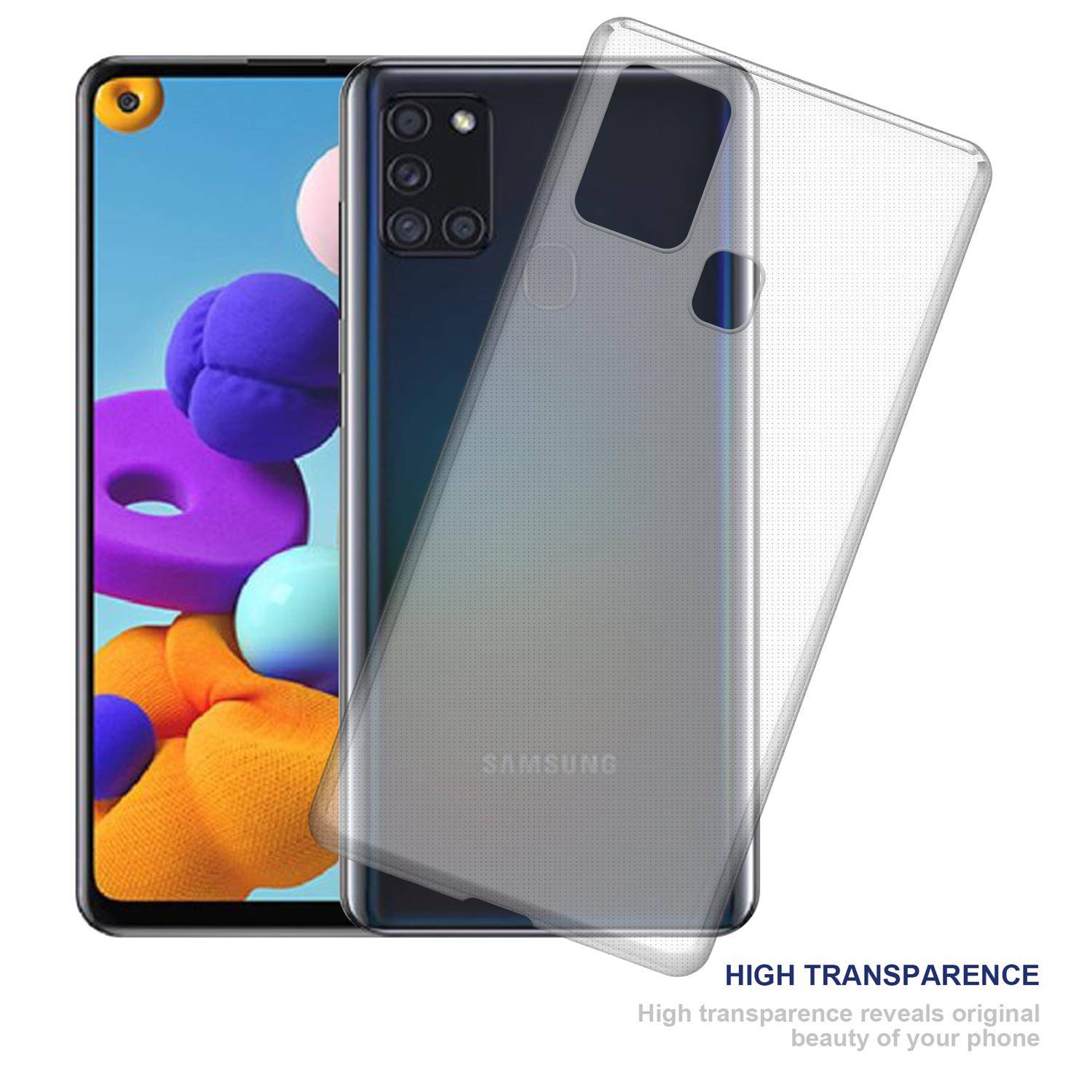 Cadorabo Hülle für Samsung Galaxy A21s Schutz Hülle in natur Schutzhülle TPU Silikon Cover Etui Case