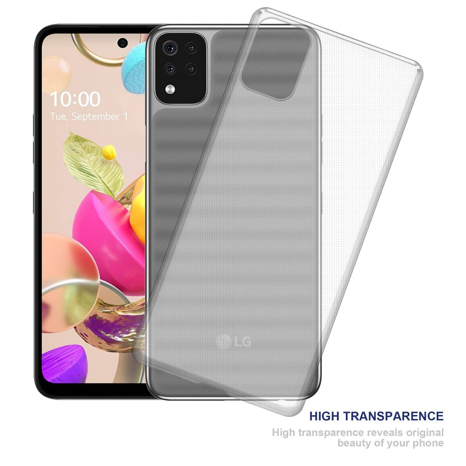 Cadorabo Hülle für LG K42 Schutz Hülle in natur Schutzhülle TPU Silikon Cover Etui Case
