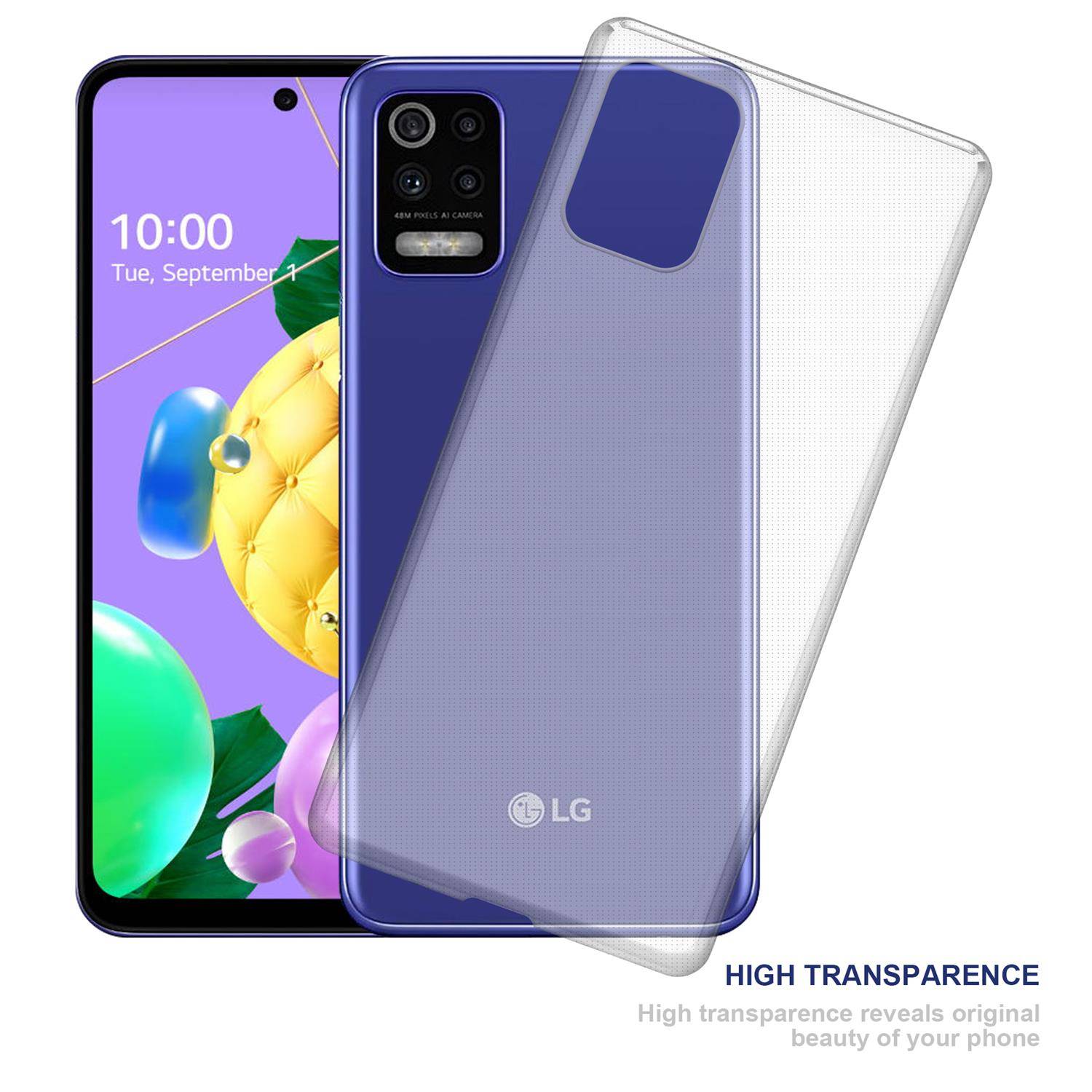 Cadorabo Hülle für LG K52 Schutz Hülle in natur Schutzhülle TPU Silikon Cover Etui Case