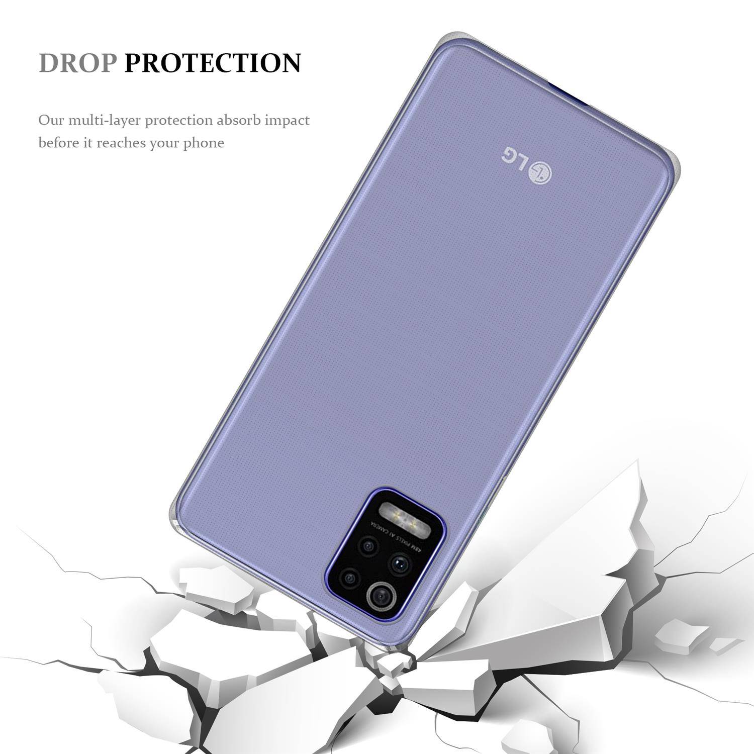 Cadorabo Hülle für LG K52 Schutz Hülle in natur Schutzhülle TPU Silikon Cover Etui Case