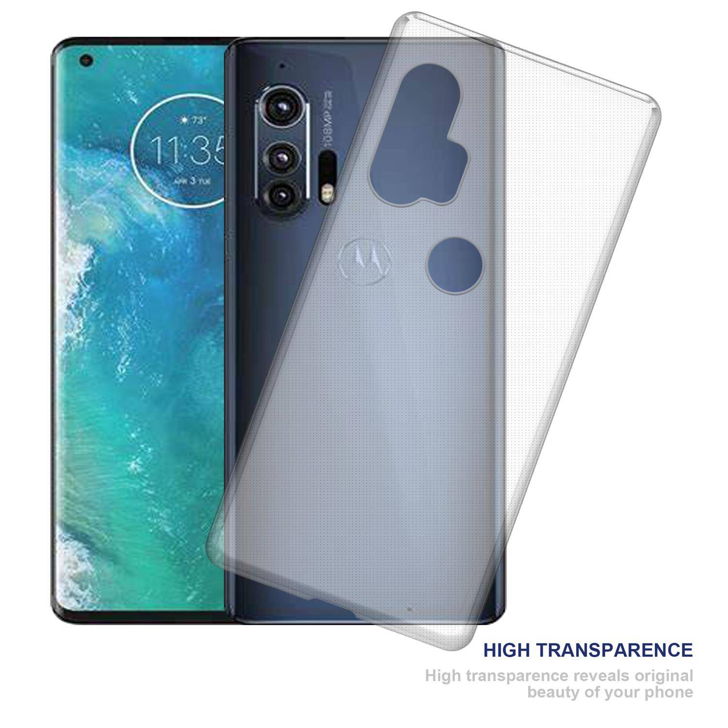 Cadorabo Hülle für Motorola Moto Edge+ Schutz Hülle in natur Schutzhülle TPU Silikon Cover Etui Case