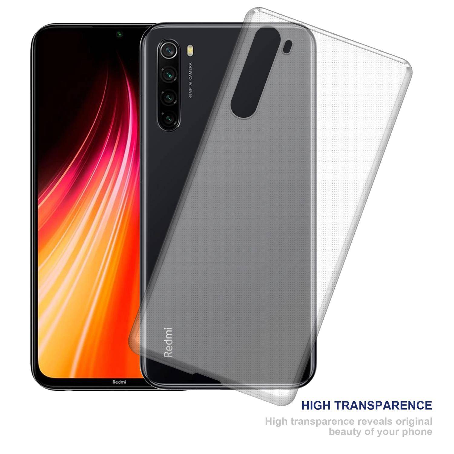 Cadorabo Hülle für Xiaomi Redmi Note 8 Schutz Hülle in natur Schutzhülle TPU Silikon Cover Etui Case