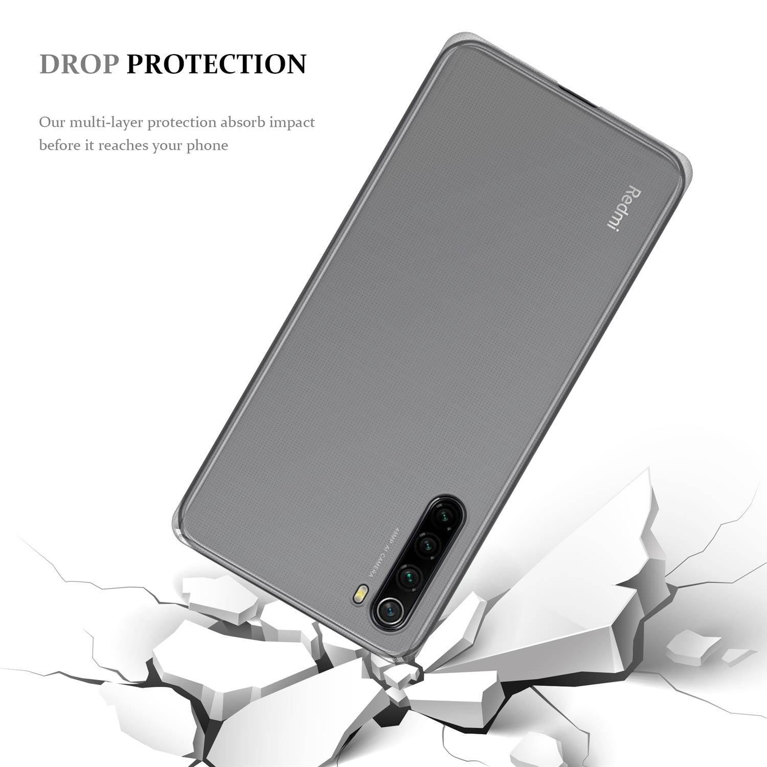 Cadorabo Hülle für Xiaomi Redmi Note 8 Schutz Hülle in natur Schutzhülle TPU Silikon Cover Etui Case