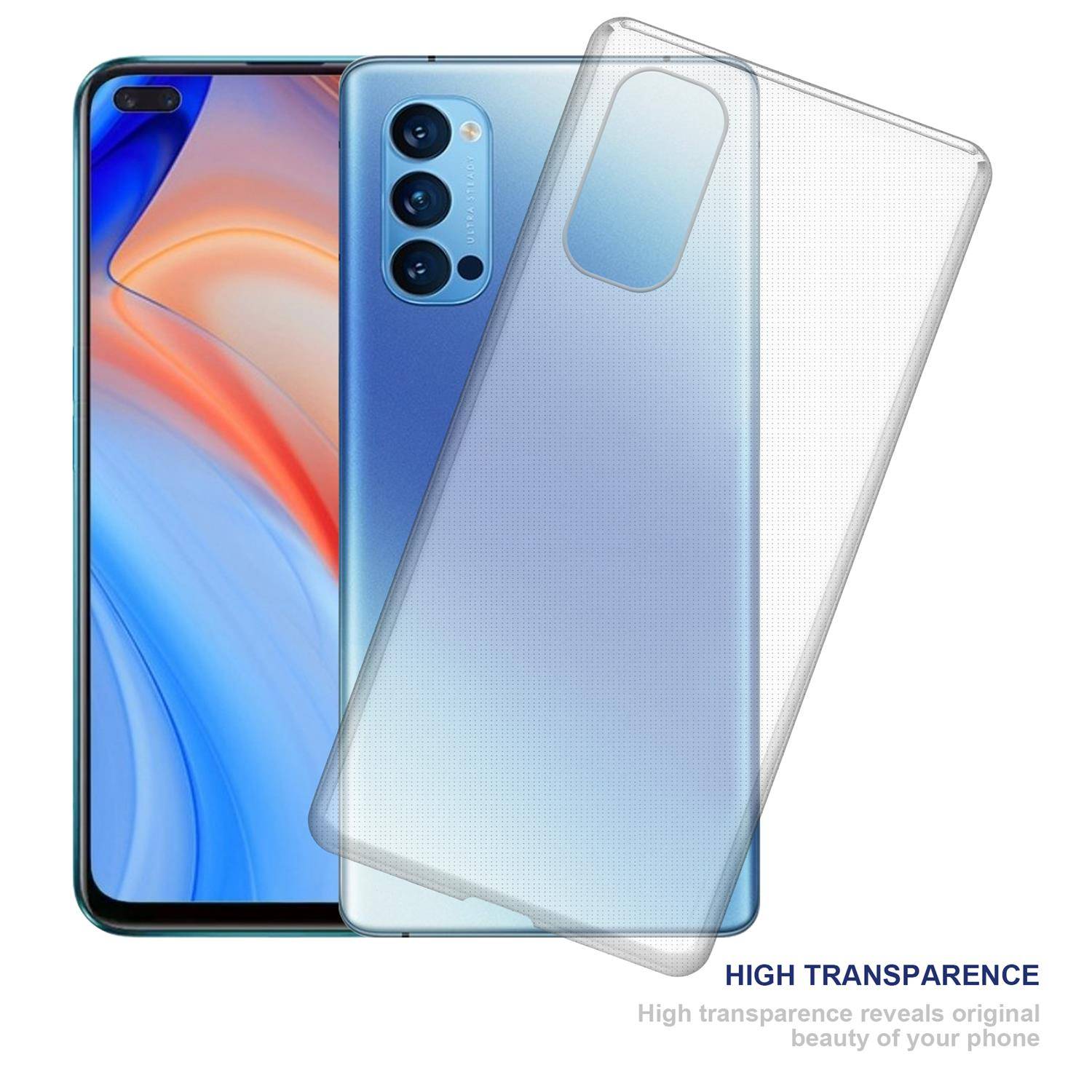 Cadorabo Hülle für Oppo Reno4 Schutz Hülle in natur Schutzhülle TPU Silikon Cover Etui Case