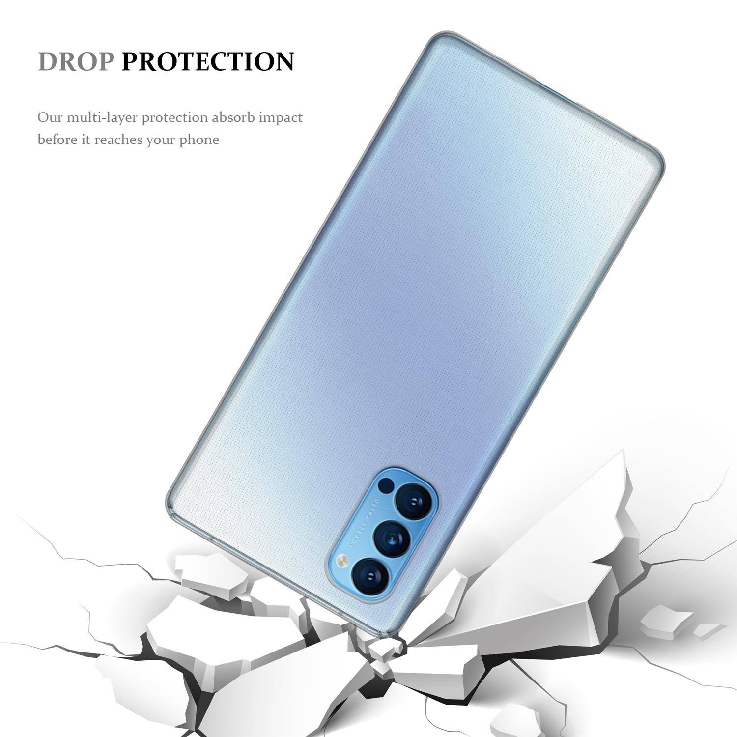 Cadorabo Hülle für Oppo Reno4 Schutz Hülle in natur Schutzhülle TPU Silikon Cover Etui Case