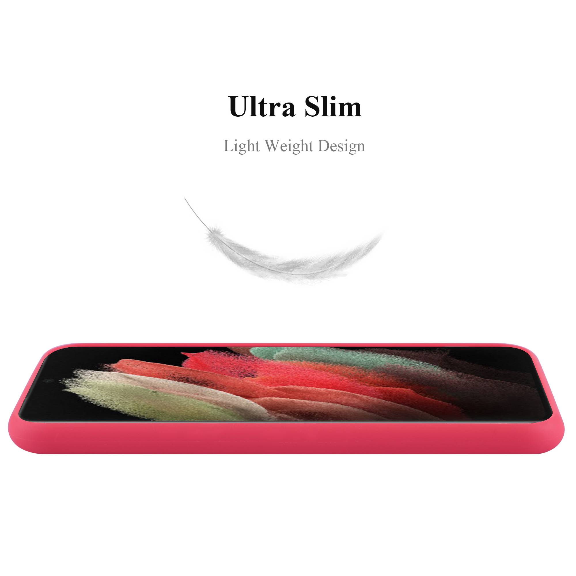 Cadorabo Hülle für Samsung Galaxy S21 ULTRA Schutzhülle in Rot Handyhülle TPU Silikon Etui Case Cover