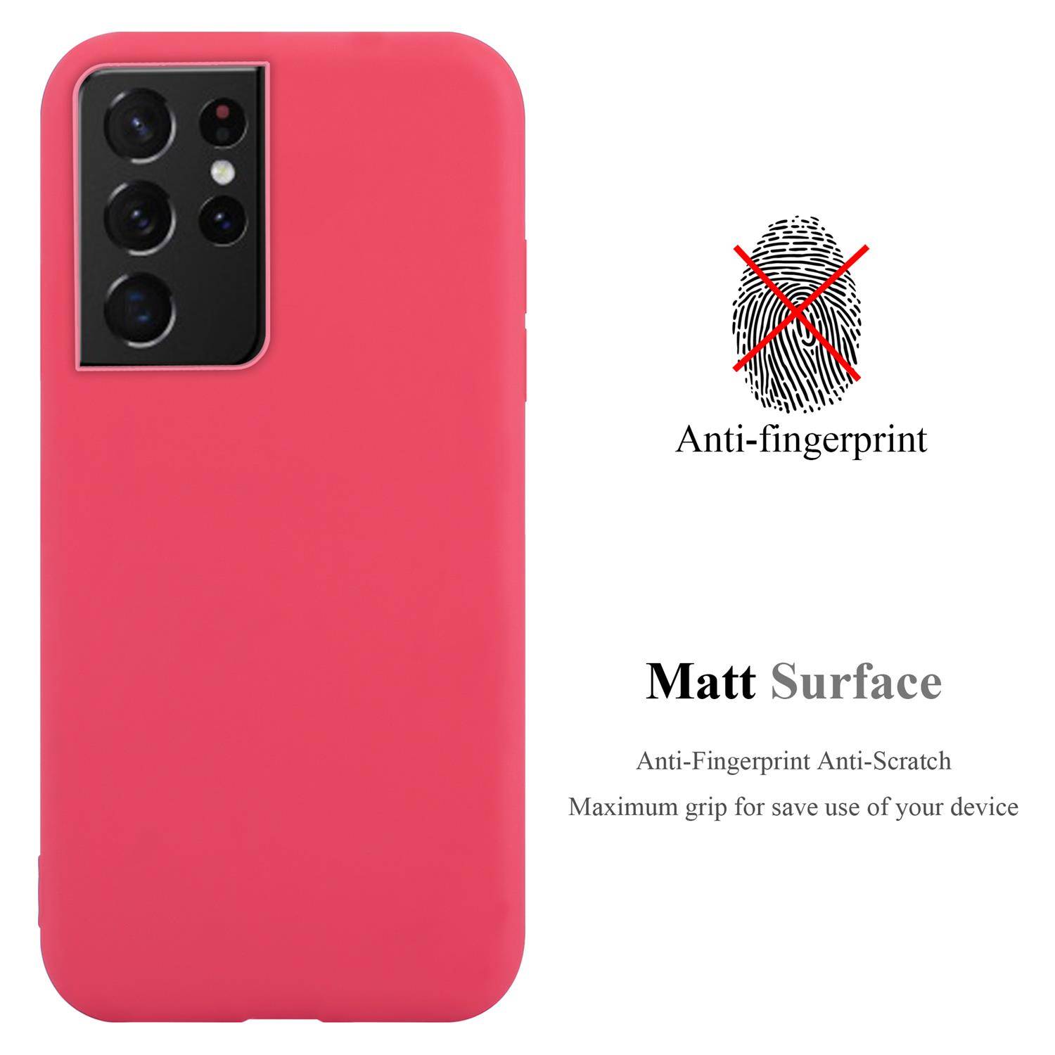 Cadorabo Hülle für Samsung Galaxy S21 ULTRA Schutzhülle in Rot Handyhülle TPU Silikon Etui Case Cover