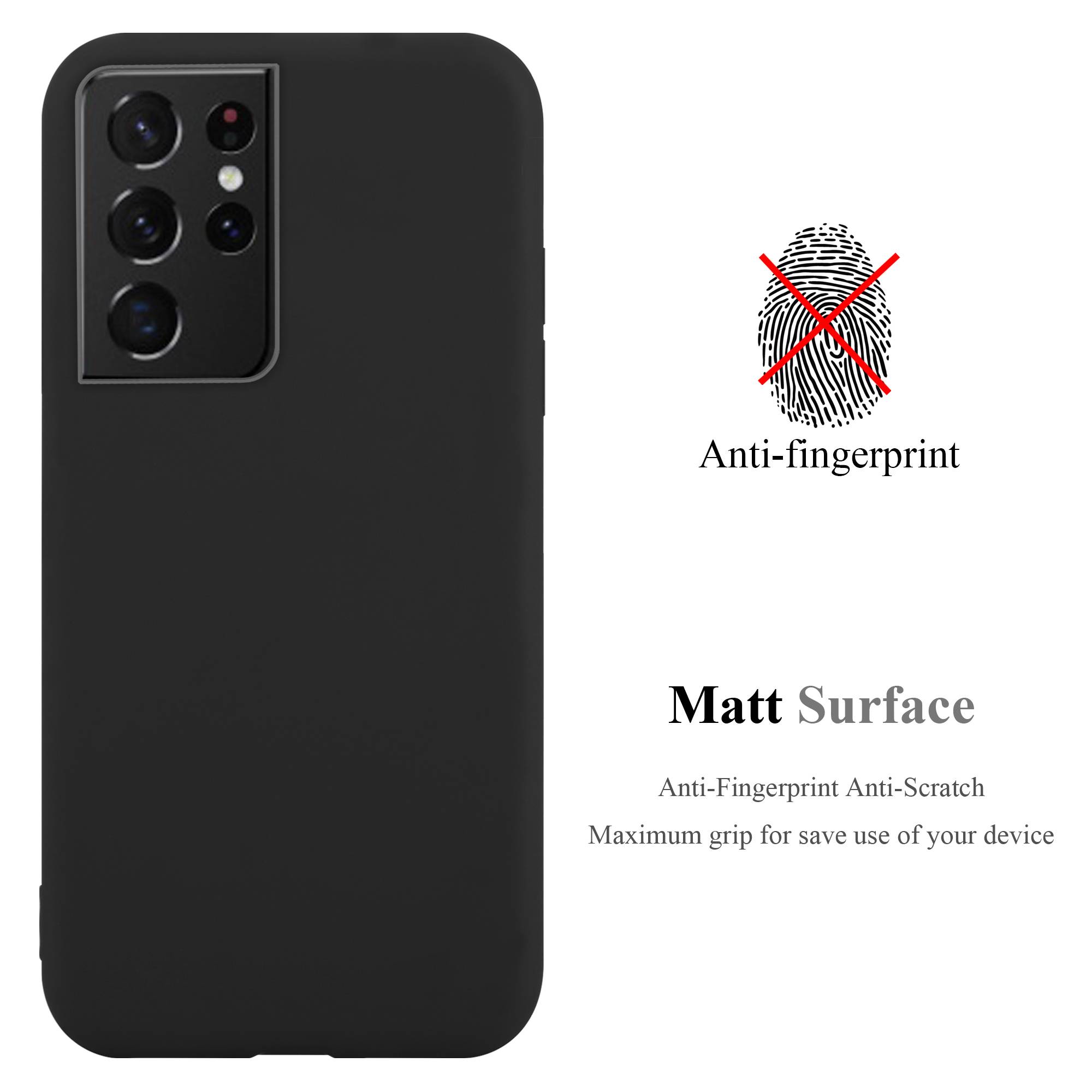 Cadorabo Hülle für Samsung Galaxy S21 ULTRA Schutzhülle in Schwarz Handyhülle TPU Silikon Etui Case Cover