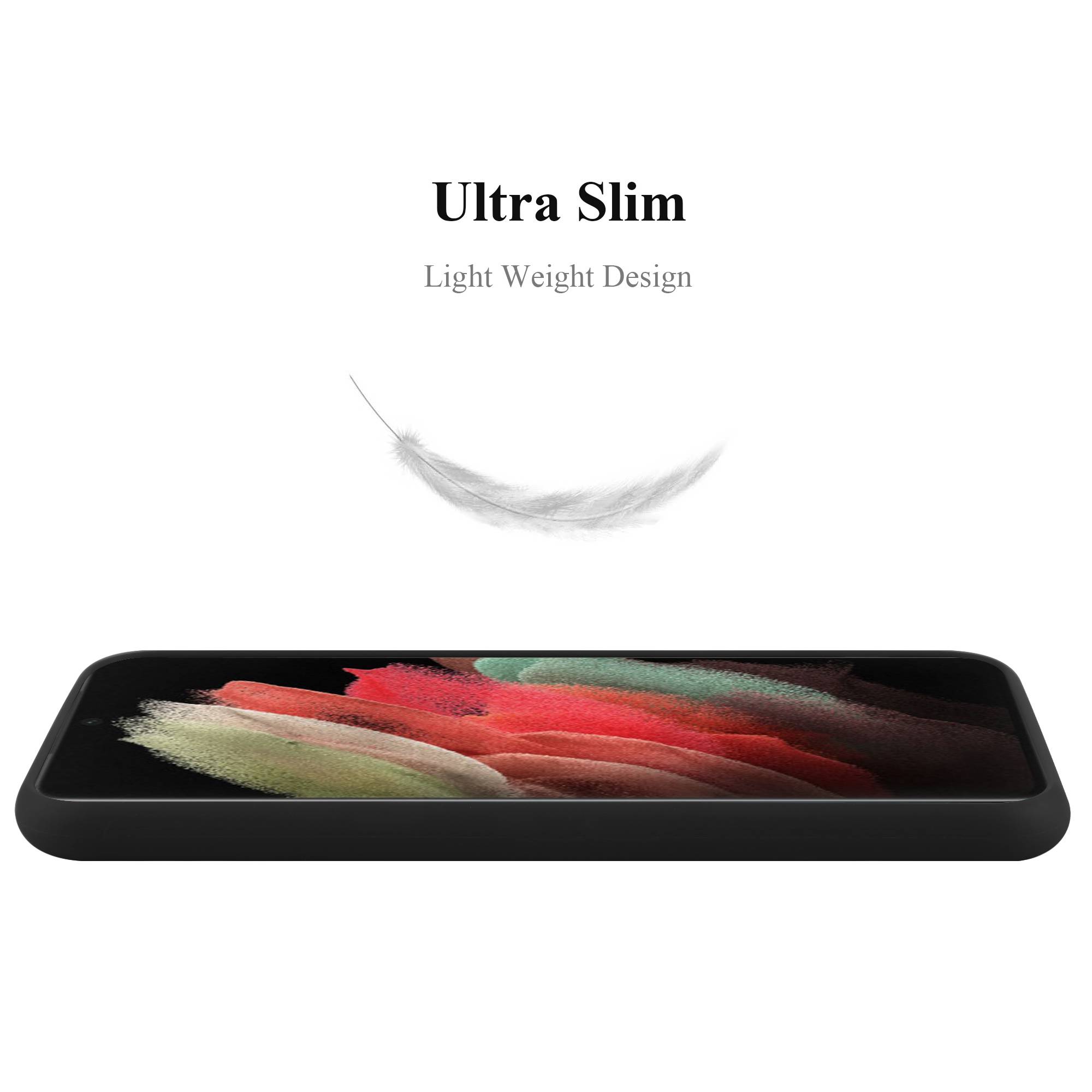 Cadorabo Hülle für Samsung Galaxy S21 ULTRA Schutzhülle in Schwarz Handyhülle TPU Silikon Etui Case Cover