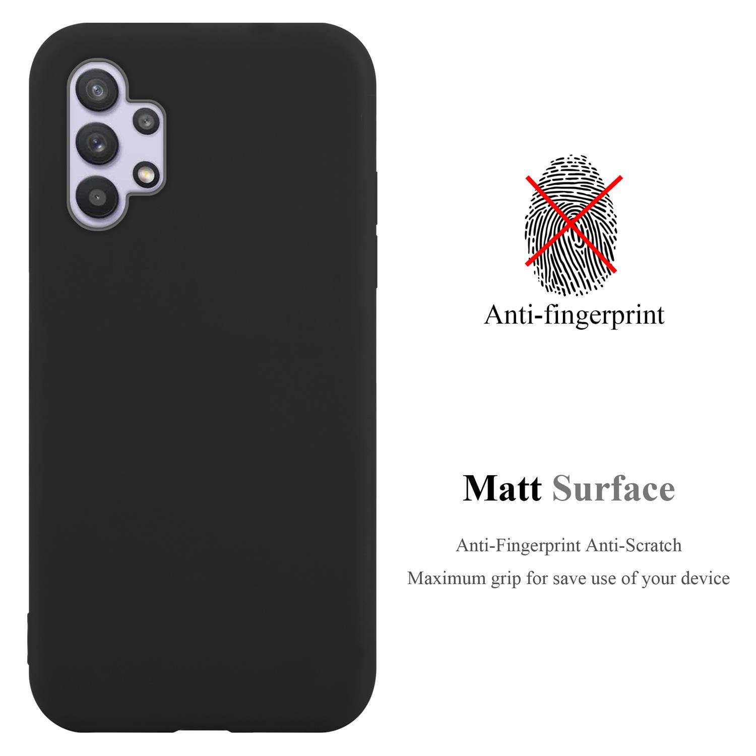 Cadorabo Hülle für Samsung Galaxy A32 5G Schutzhülle in Schwarz Handyhülle TPU Silikon Etui Case Cover