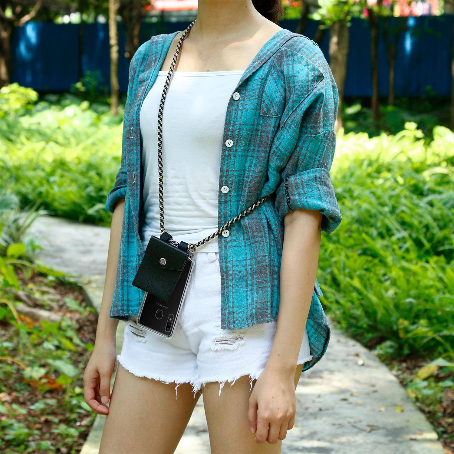 Cadorabo Schutzhülle für Samsung Galaxy A20 / A30 / M10s Hülle in Blau Handy Kette Kordel abnehmbares Etui