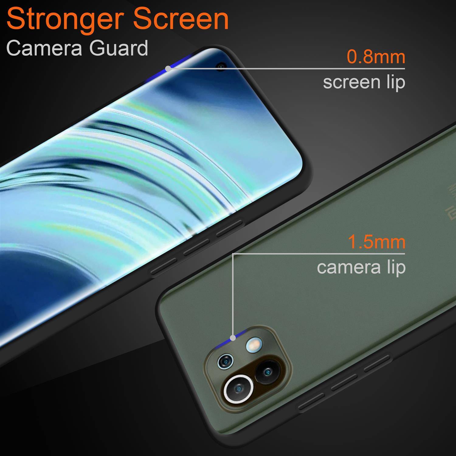 Cadorabo Hülle für Xiaomi Mi 11 5G Schutz Hülle in Schwarz Handyhülle Hybrid Schutzhülle Etui TPU Silikon