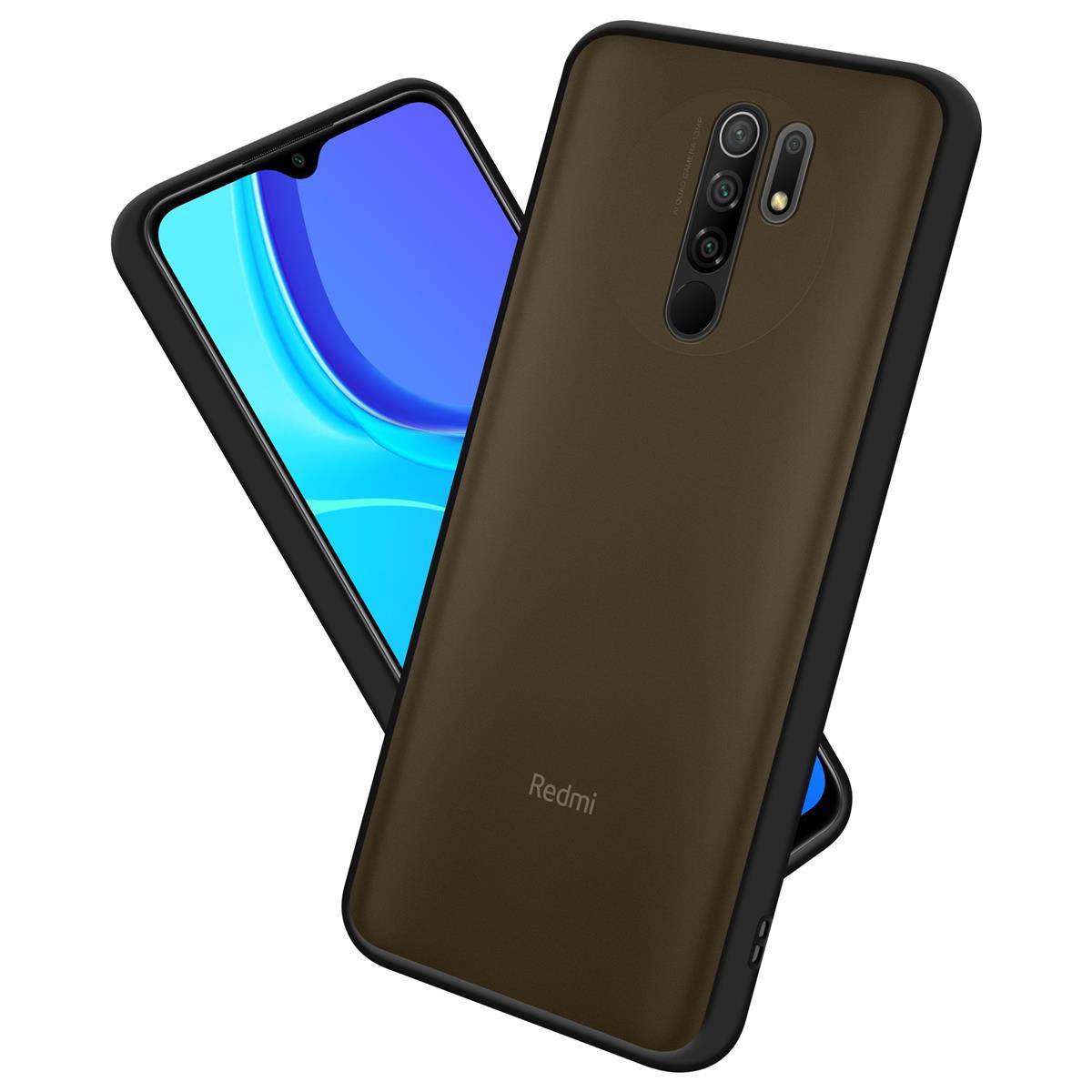 Cadorabo Hülle für Xiaomi RedMi 9 Schutz Hülle in Schwarz Handyhülle Hybrid Schutzhülle Etui TPU Silikon