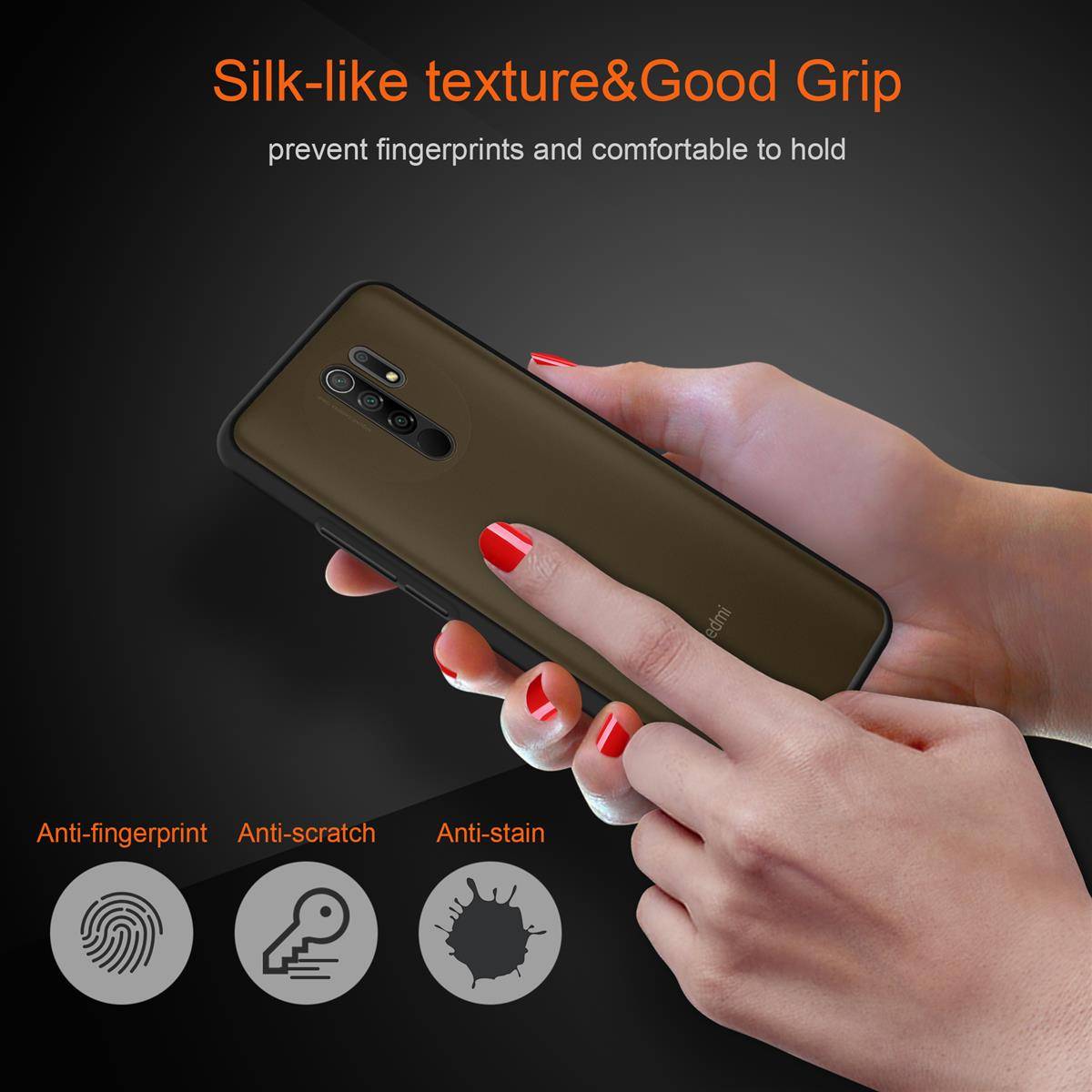 Cadorabo Hülle für Xiaomi RedMi 9 Schutz Hülle in Schwarz Handyhülle Hybrid Schutzhülle Etui TPU Silikon