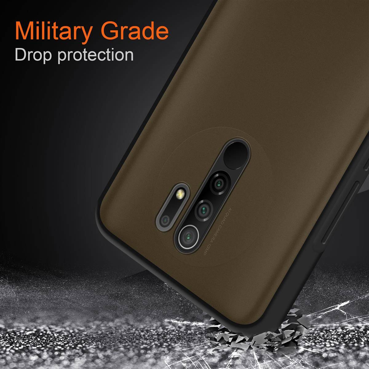 Cadorabo Hülle für Xiaomi RedMi 9 Schutz Hülle in Schwarz Handyhülle Hybrid Schutzhülle Etui TPU Silikon