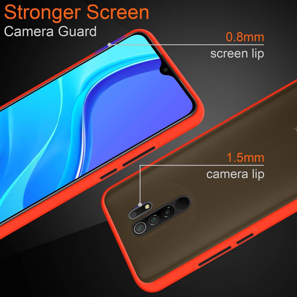 Cadorabo Hülle für Xiaomi RedMi 9 Schutz Hülle in Transparent Handyhülle Hybrid Schutzhülle Etui TPU Silikon