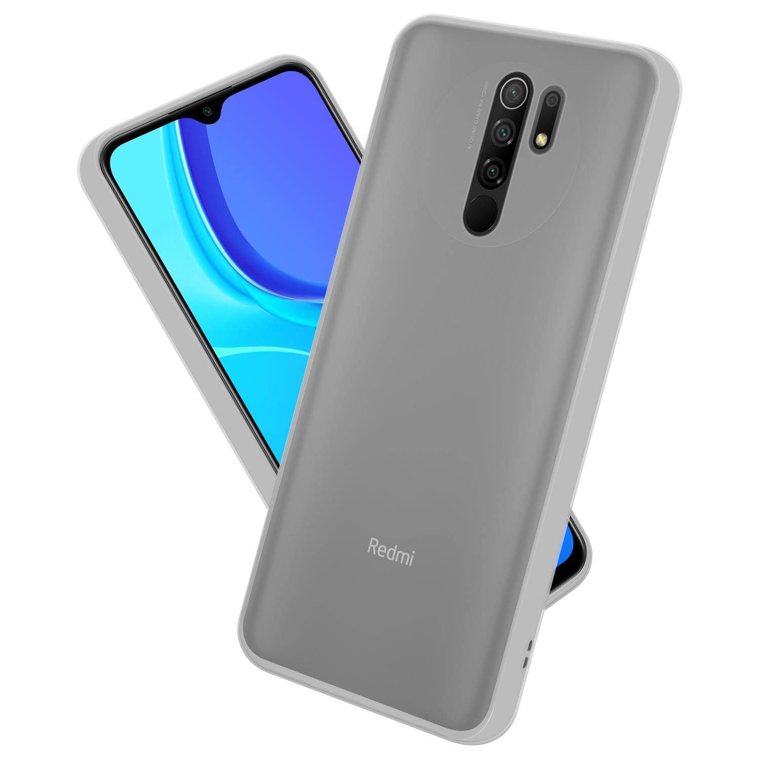 Cadorabo Hülle für Xiaomi RedMi 9 Schutz Hülle in Transparent Handyhülle Hybrid Schutzhülle Etui TPU Silikon
