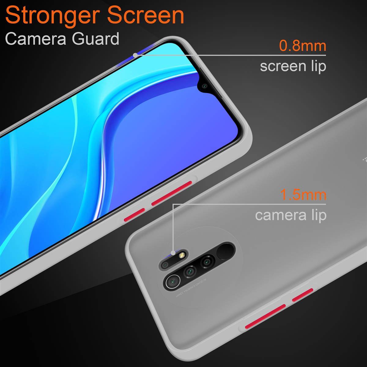 Cadorabo Hülle für Xiaomi RedMi 9 Schutz Hülle in Transparent Handyhülle Hybrid Schutzhülle Etui TPU Silikon