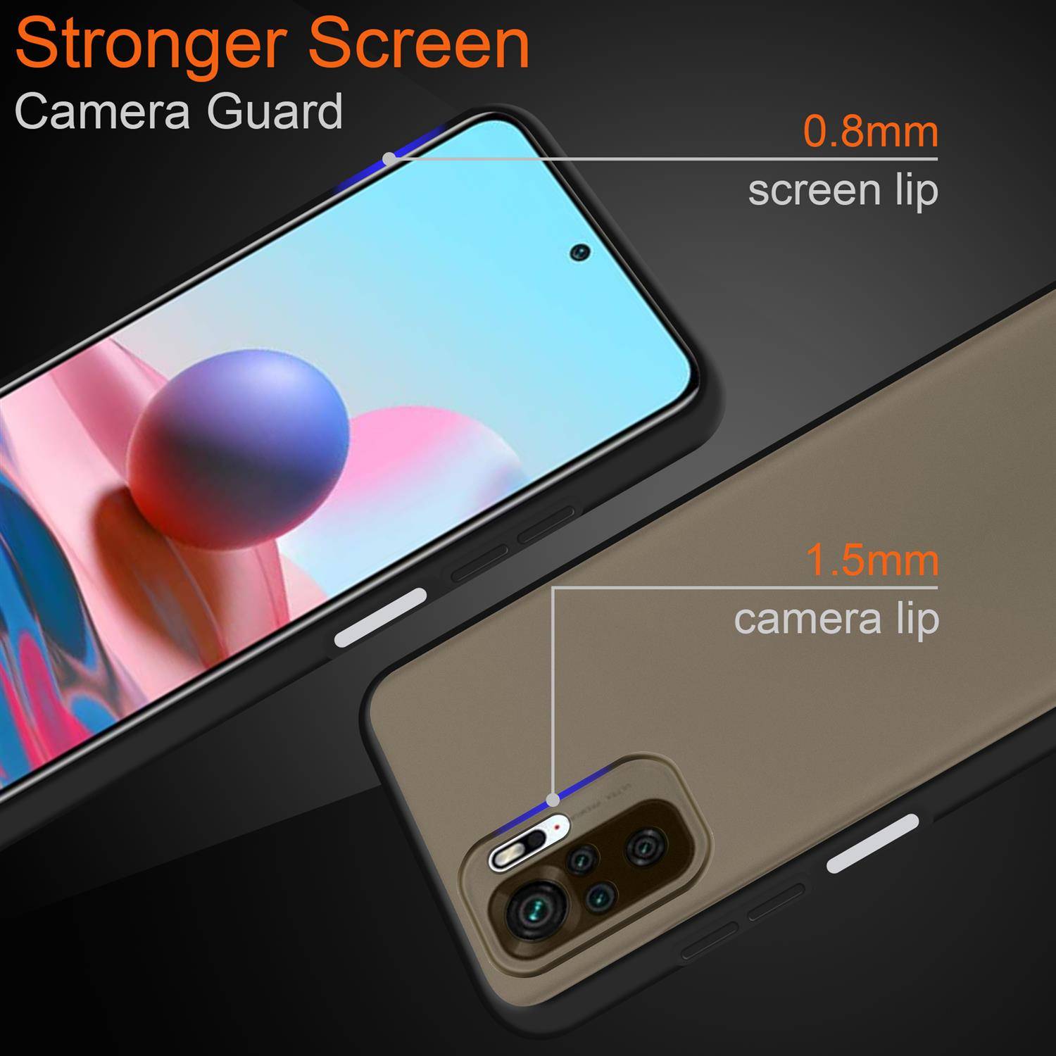Cadorabo Hülle für Xiaomi RedMi NOTE 10 4G / RedMi NOTE 10S Schutz Hülle in Schwarz Handyhülle Hybrid Schutzhülle Etui