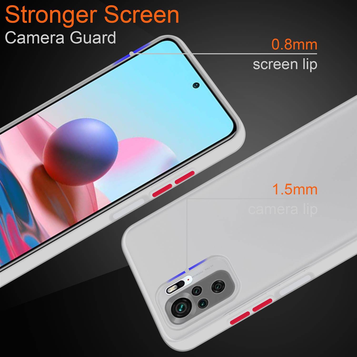 Cadorabo Hülle für Xiaomi RedMi NOTE 10 4G / RedMi NOTE 10S Schutz Hülle in Transparent Handyhülle Hybrid Schutzhülle