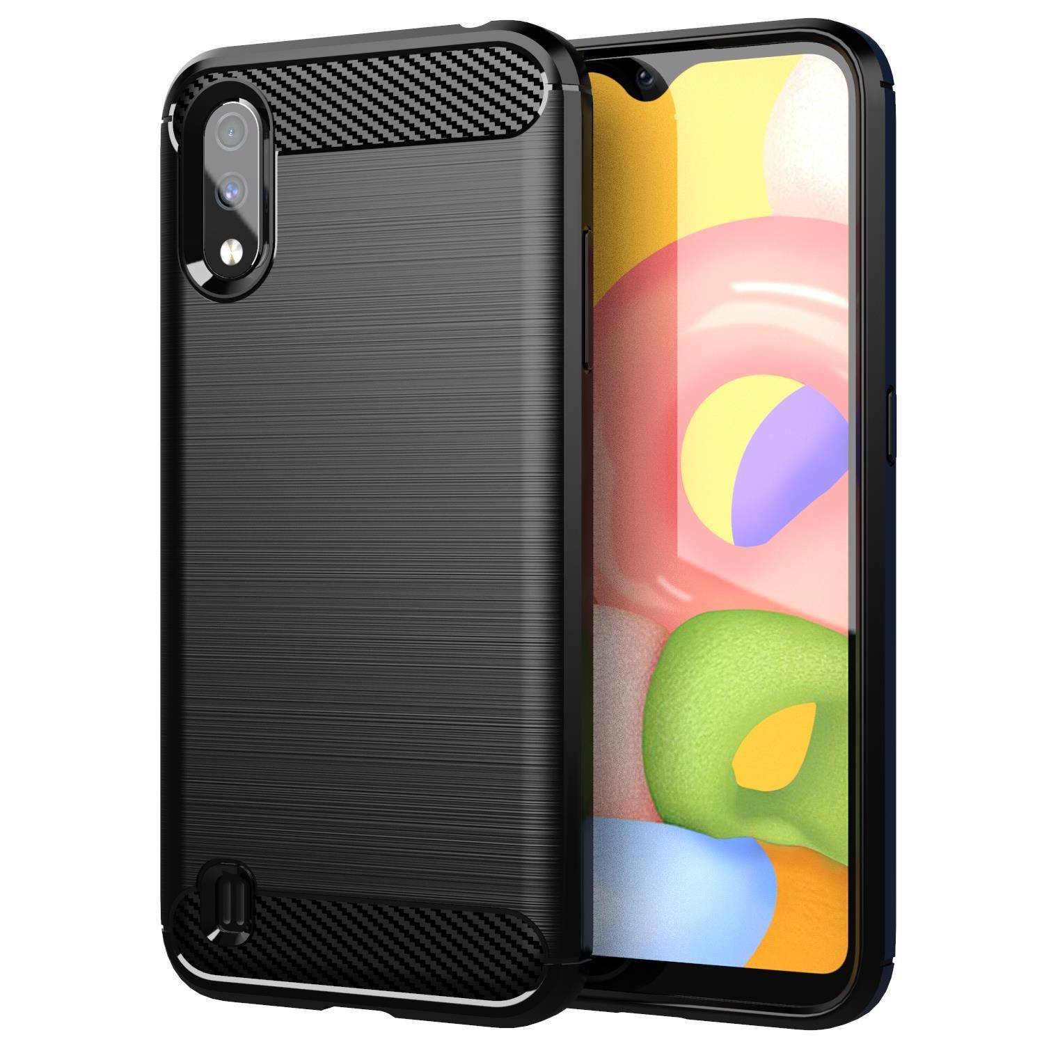 Cadorabo Hülle für Samsung Galaxy A01 in Schwarz Schutzhülle TPU Case Cover Etui Handyhülle