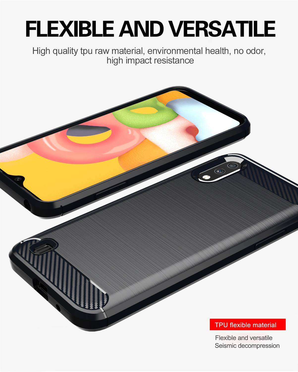 Cadorabo Hülle für Samsung Galaxy A01 in Schwarz Schutzhülle TPU Case Cover Etui Handyhülle