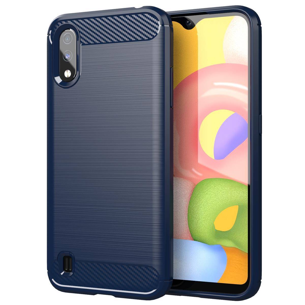 Cadorabo Hülle für Samsung Galaxy A01 in Blau Schutzhülle TPU Case Cover Etui Handyhülle