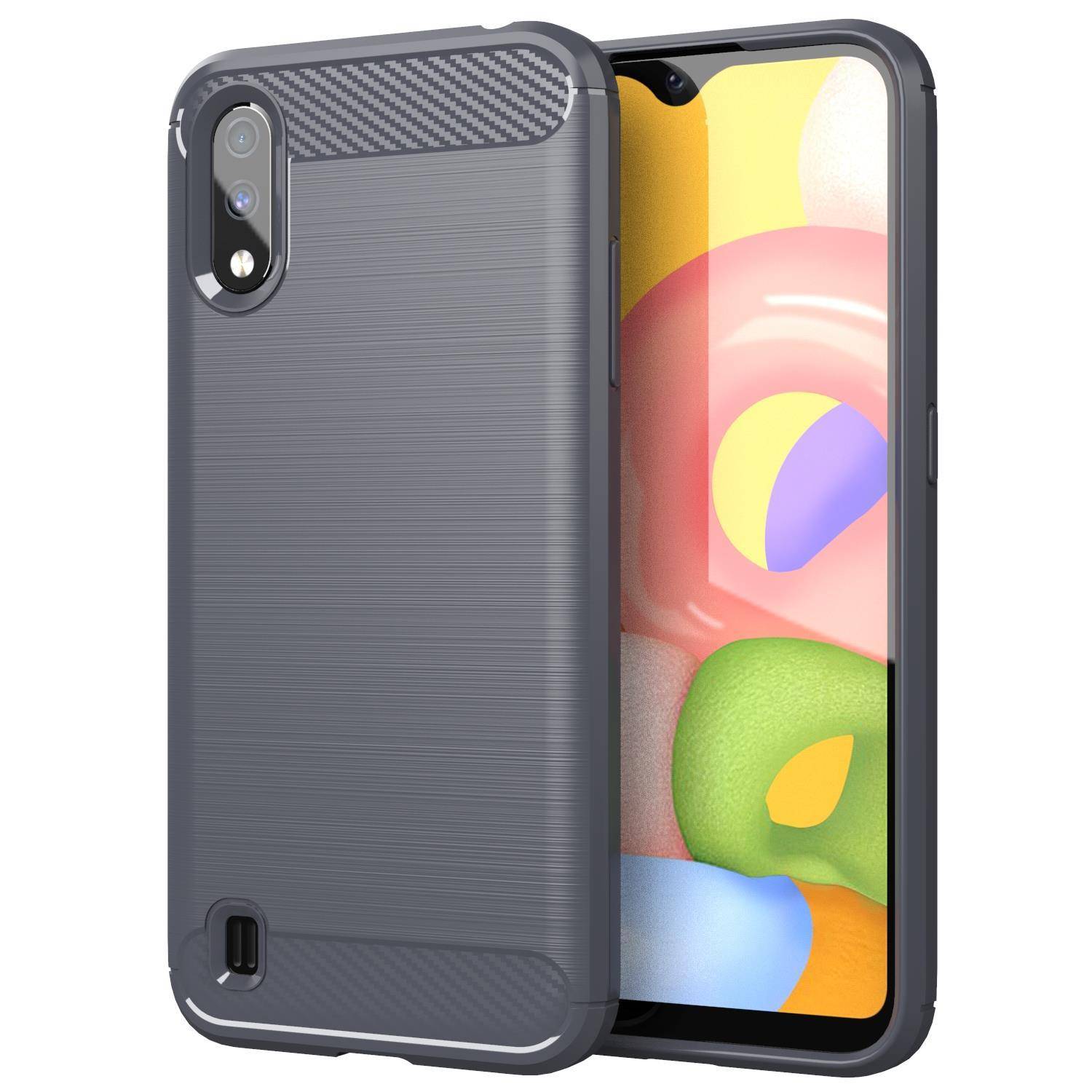 Cadorabo Hülle für Samsung Galaxy A01 in Grau Schutzhülle TPU Case Cover Etui Handyhülle