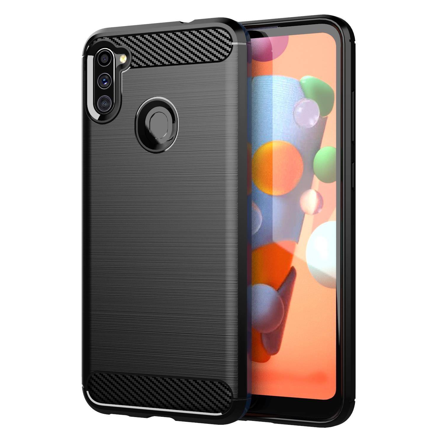 Cadorabo Hülle für Samsung Galaxy A11 / M11 in Schwarz Schutzhülle TPU Case Cover Etui Handyhülle