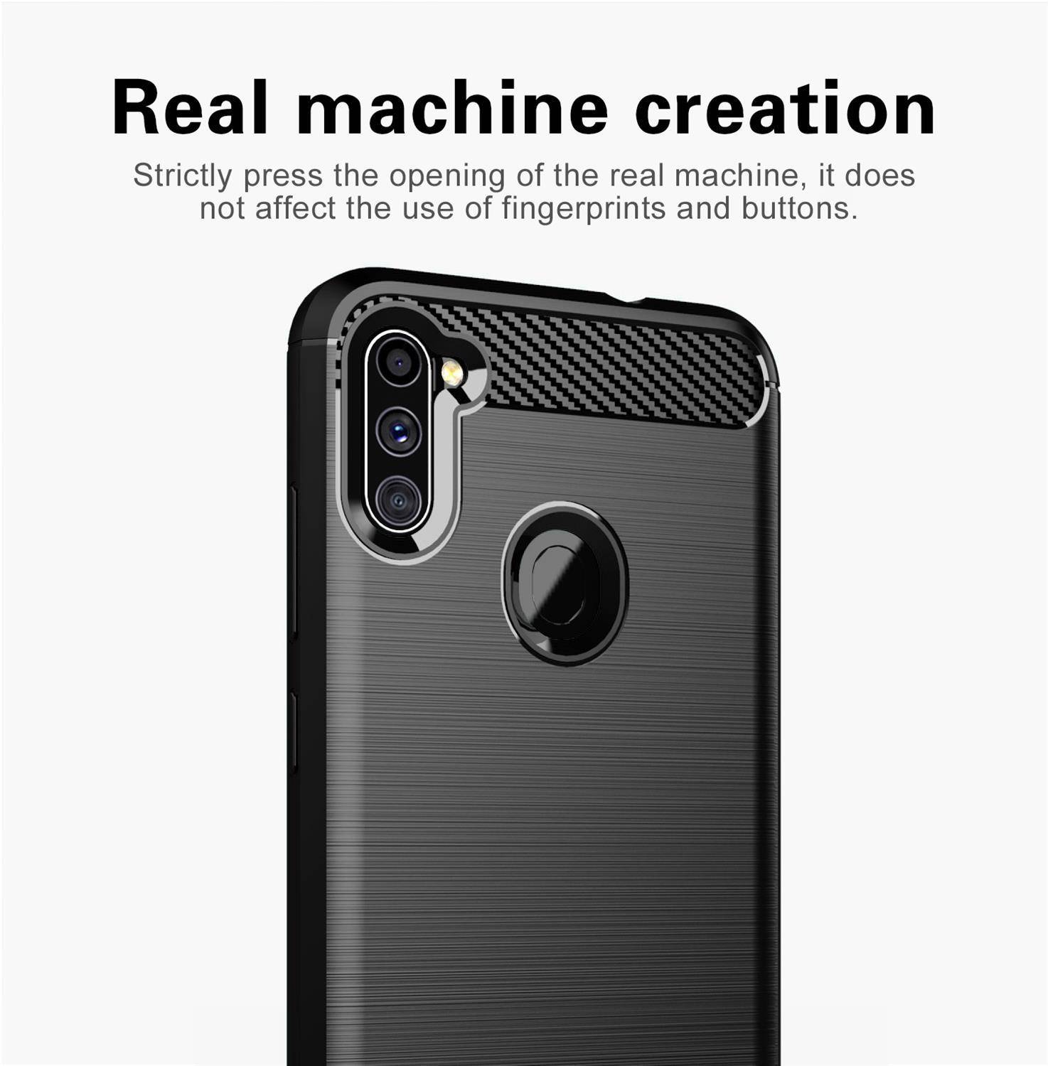 Cadorabo Hülle für Samsung Galaxy A11 / M11 in Schwarz Schutzhülle TPU Case Cover Etui Handyhülle