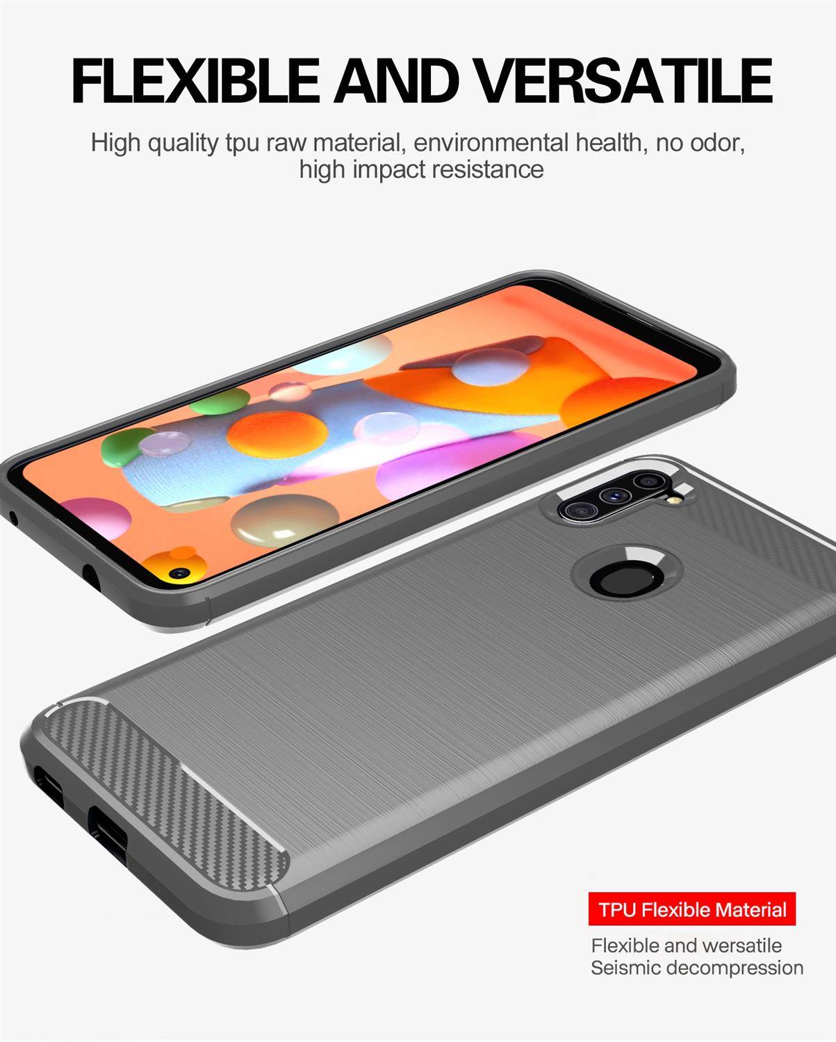 Cadorabo Hülle für Samsung Galaxy A11 / M11 in Grau Schutzhülle TPU Case Cover Etui Handyhülle