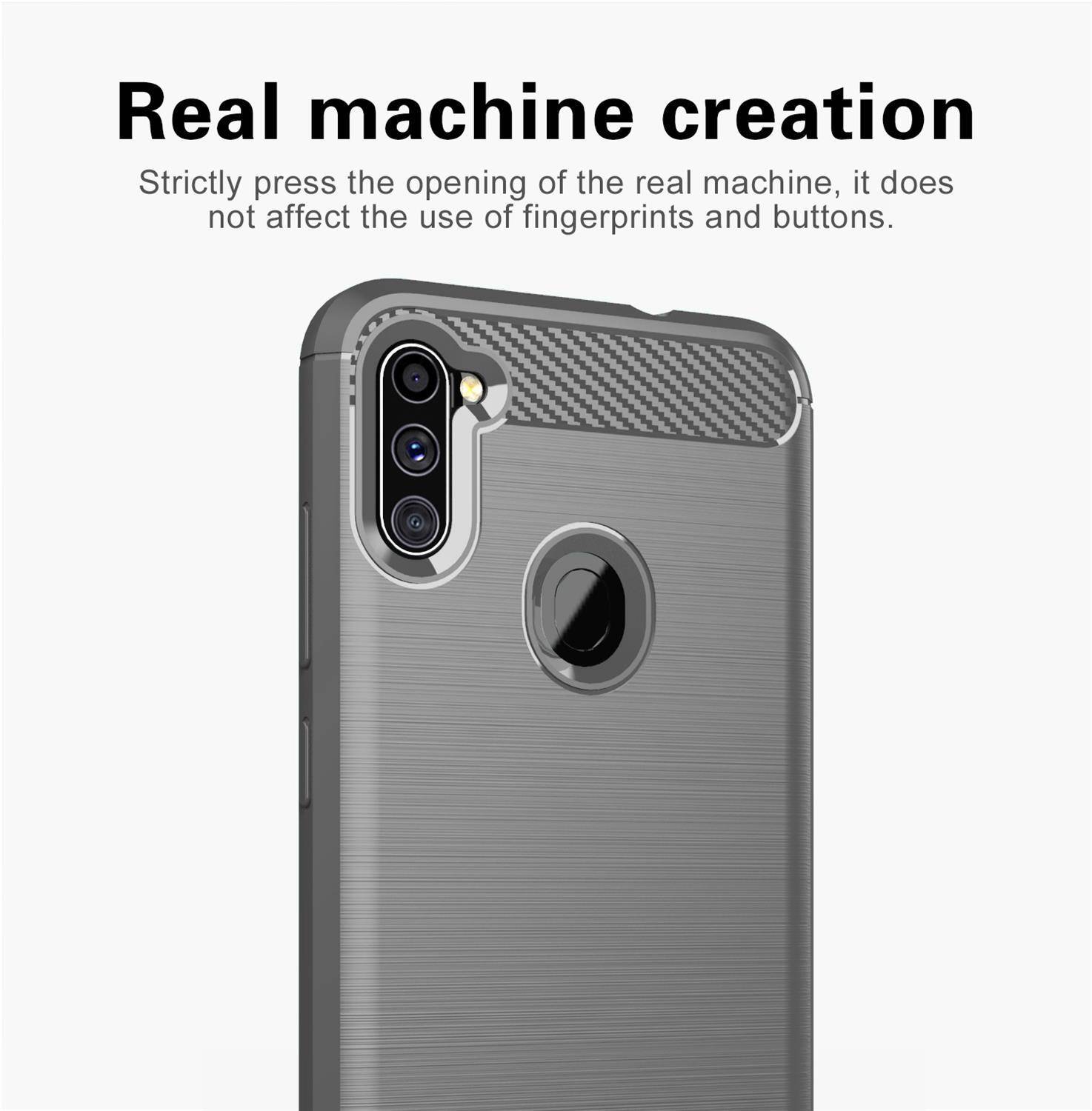 Cadorabo Hülle für Samsung Galaxy A11 / M11 in Grau Schutzhülle TPU Case Cover Etui Handyhülle