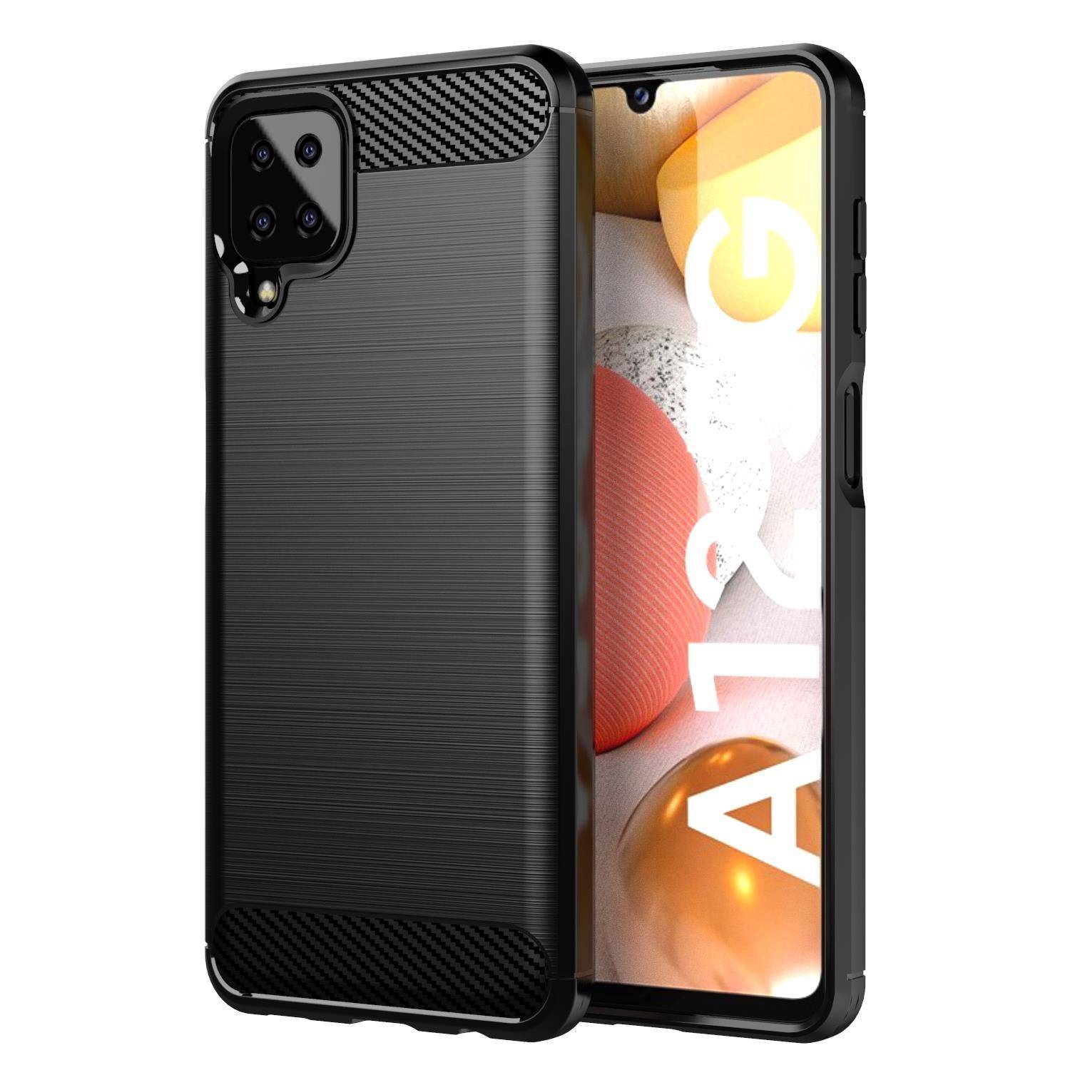 Cadorabo Hülle für Samsung Galaxy A12 / M12 in Schwarz Schutzhülle TPU Case Cover Etui Handyhülle