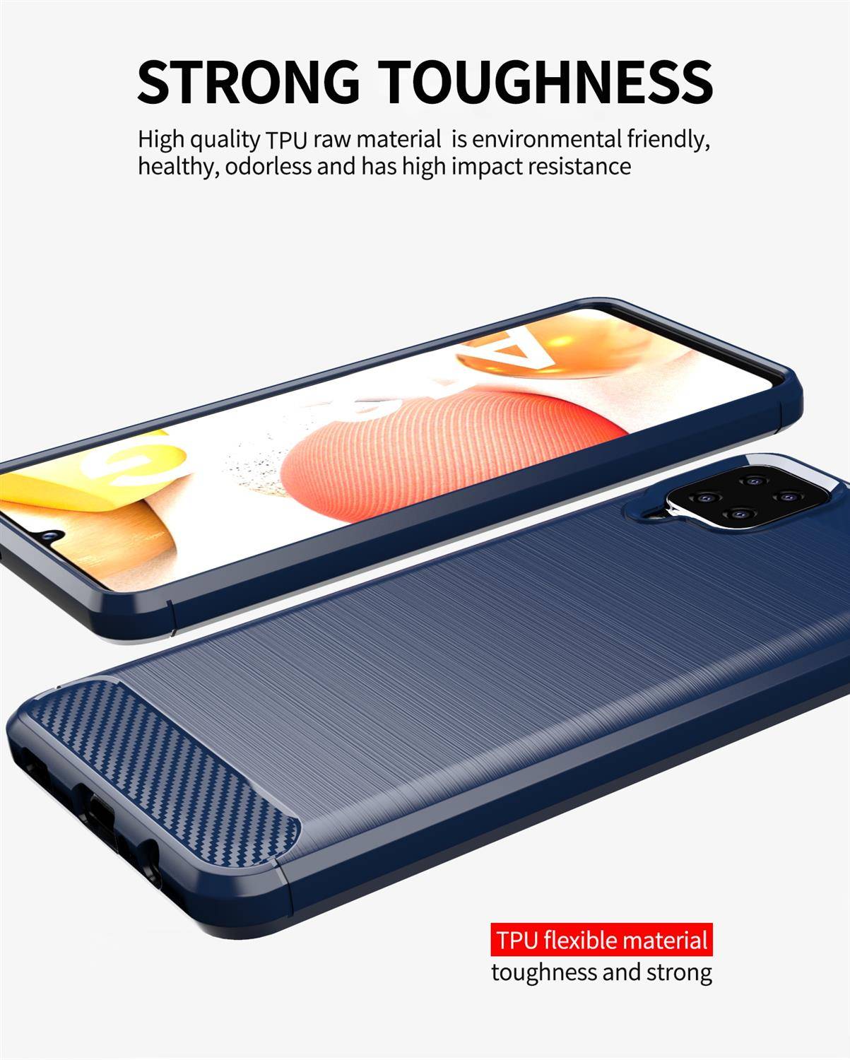 Cadorabo Hülle für Samsung Galaxy A12 / M12 in Blau Schutzhülle TPU Case Cover Etui Handyhülle