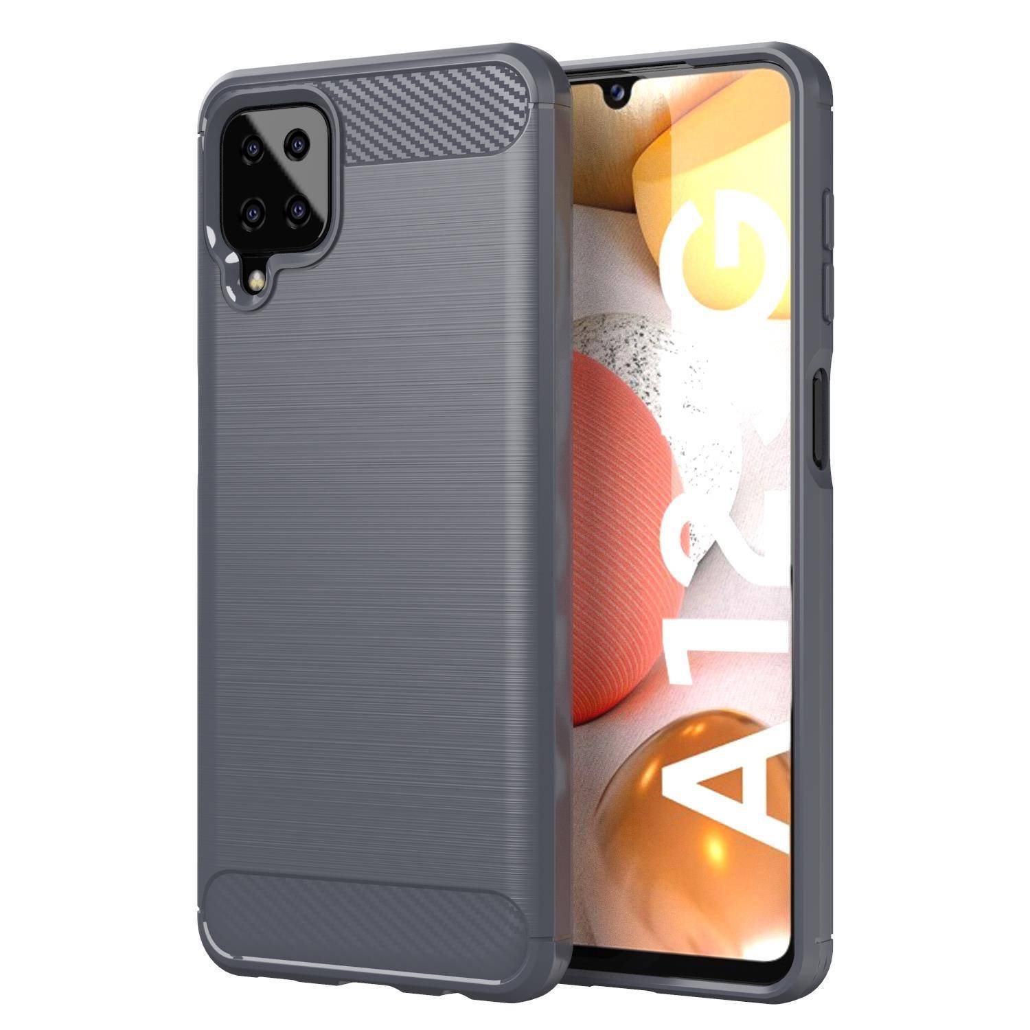 Cadorabo Hülle für Samsung Galaxy A12 / M12 in Grau Schutzhülle TPU Case Cover Etui Handyhülle