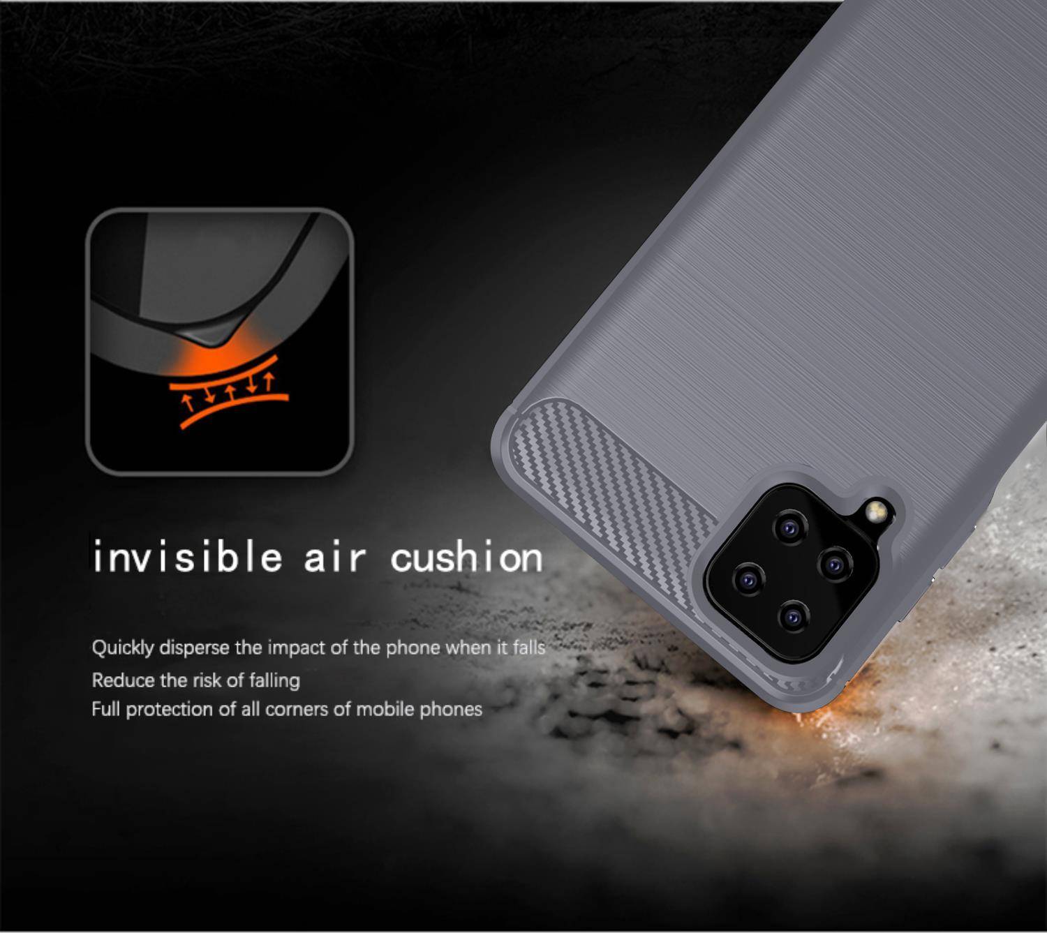 Cadorabo Hülle für Samsung Galaxy A12 / M12 in Grau Schutzhülle TPU Case Cover Etui Handyhülle