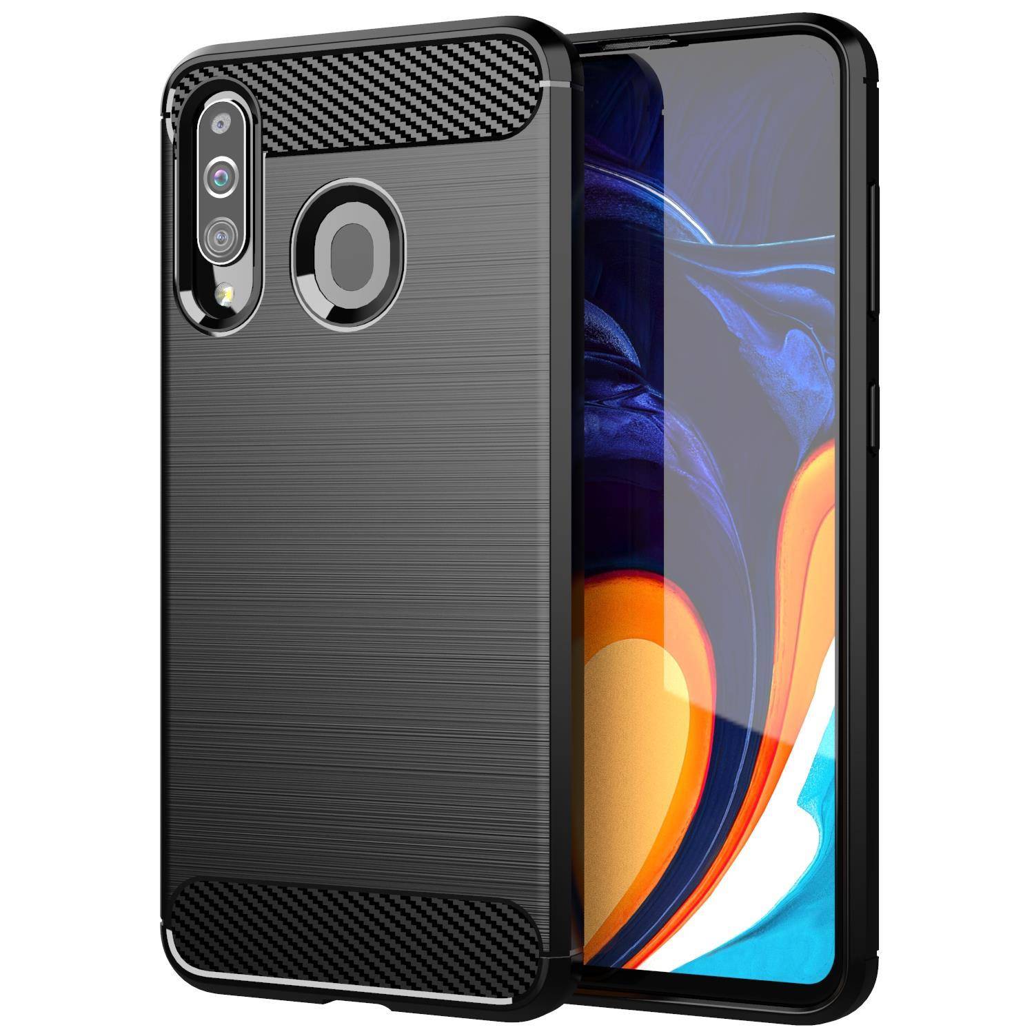 Cadorabo Hülle für Samsung Galaxy A20s in Schwarz Schutzhülle TPU Case Cover Etui Handyhülle