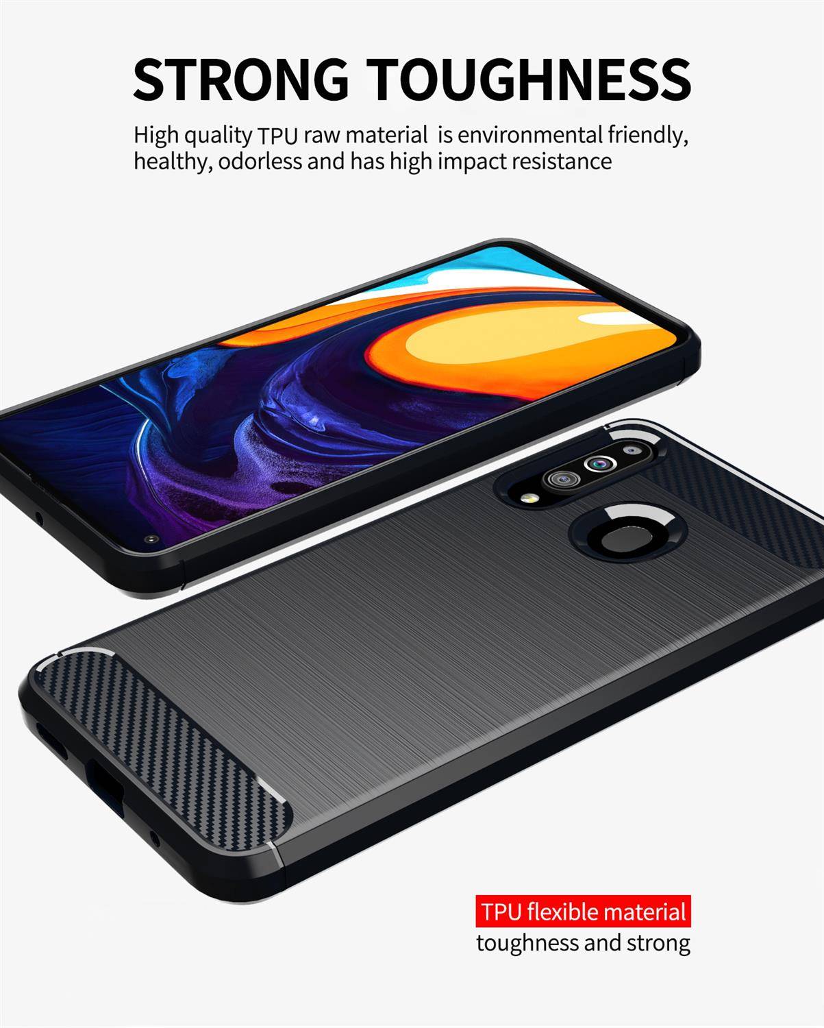 Cadorabo Hülle für Samsung Galaxy A20s in Schwarz Schutzhülle TPU Case Cover Etui Handyhülle