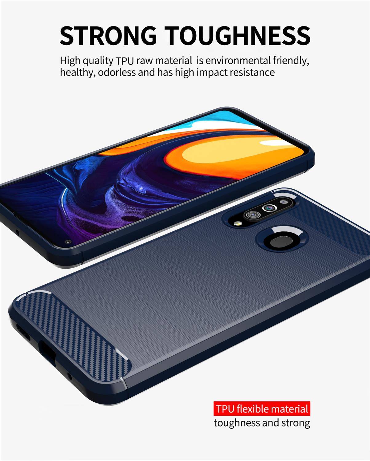 Cadorabo Hülle für Samsung Galaxy A20s in Blau Schutzhülle TPU Case Cover Etui Handyhülle