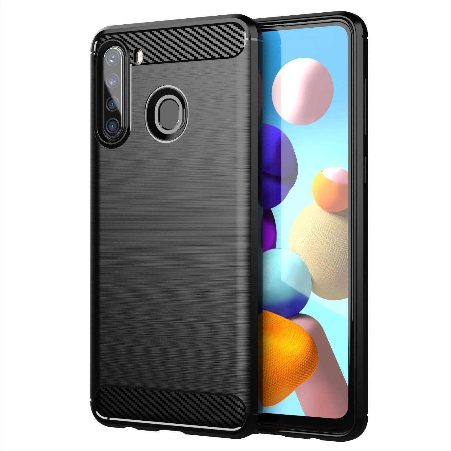Cadorabo Hülle für Samsung Galaxy A21 in Schwarz Schutzhülle TPU Case Cover Etui Handyhülle