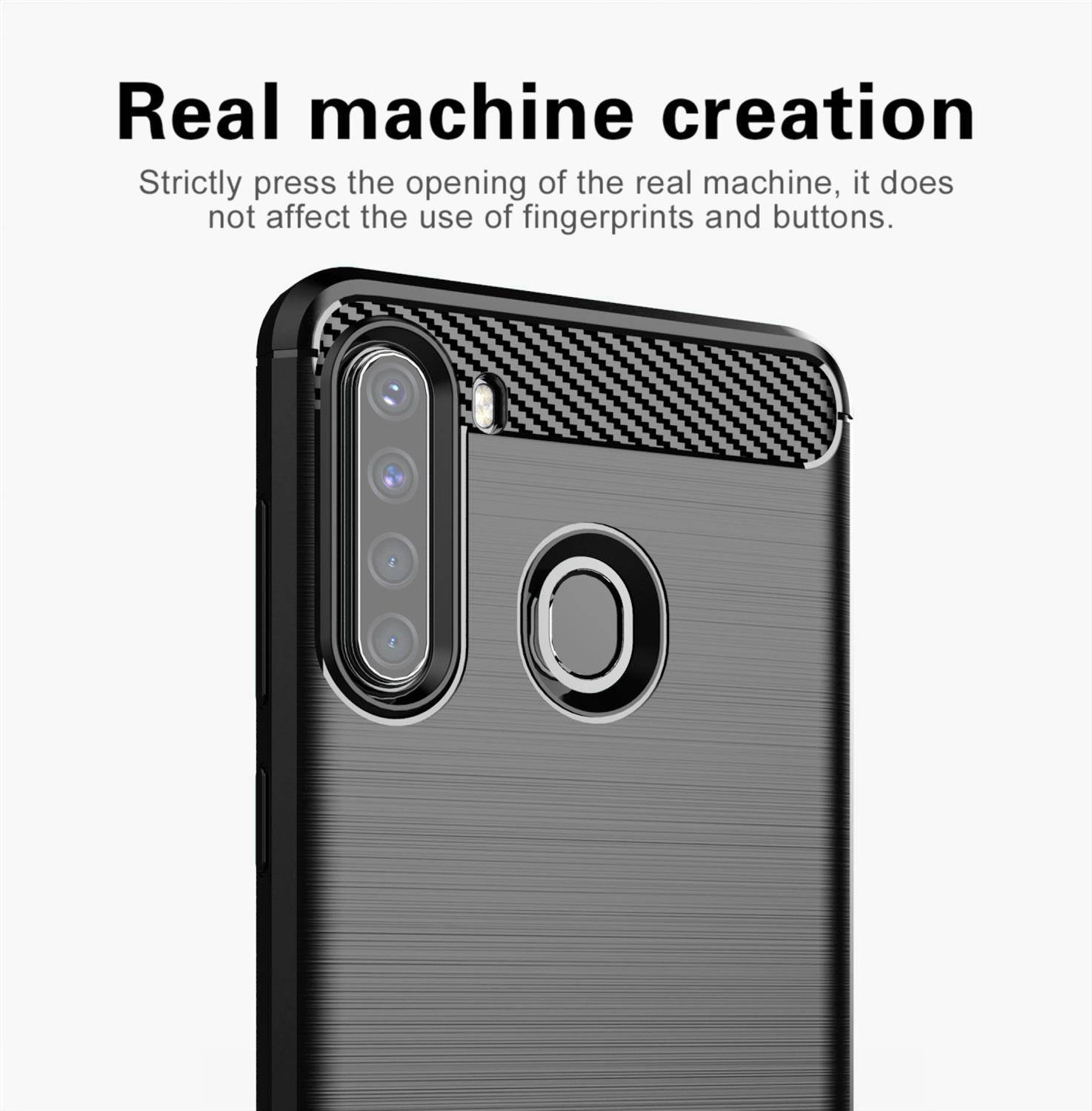 Cadorabo Hülle für Samsung Galaxy A21 in Schwarz Schutzhülle TPU Case Cover Etui Handyhülle