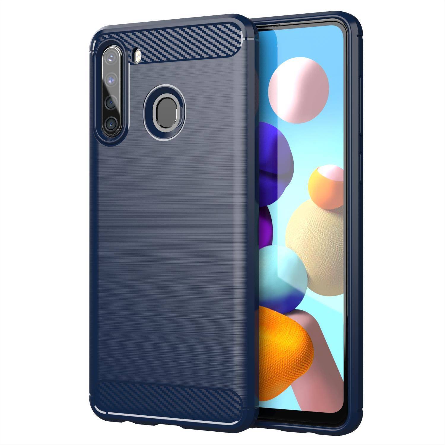 Cadorabo Hülle für Samsung Galaxy A21 in Blau Schutzhülle TPU Case Cover Etui Handyhülle